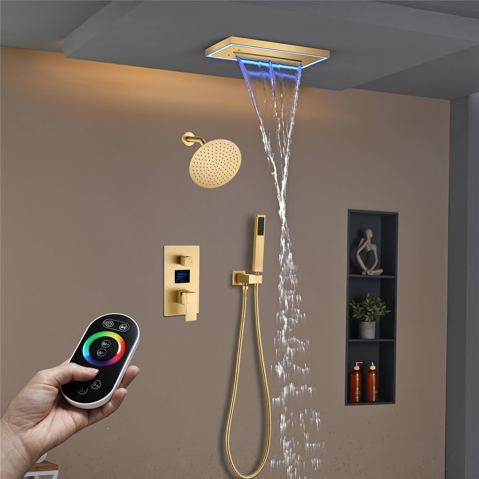 VENTURA|16" COMPLETE WATERFALL SHOWER SYSTEM