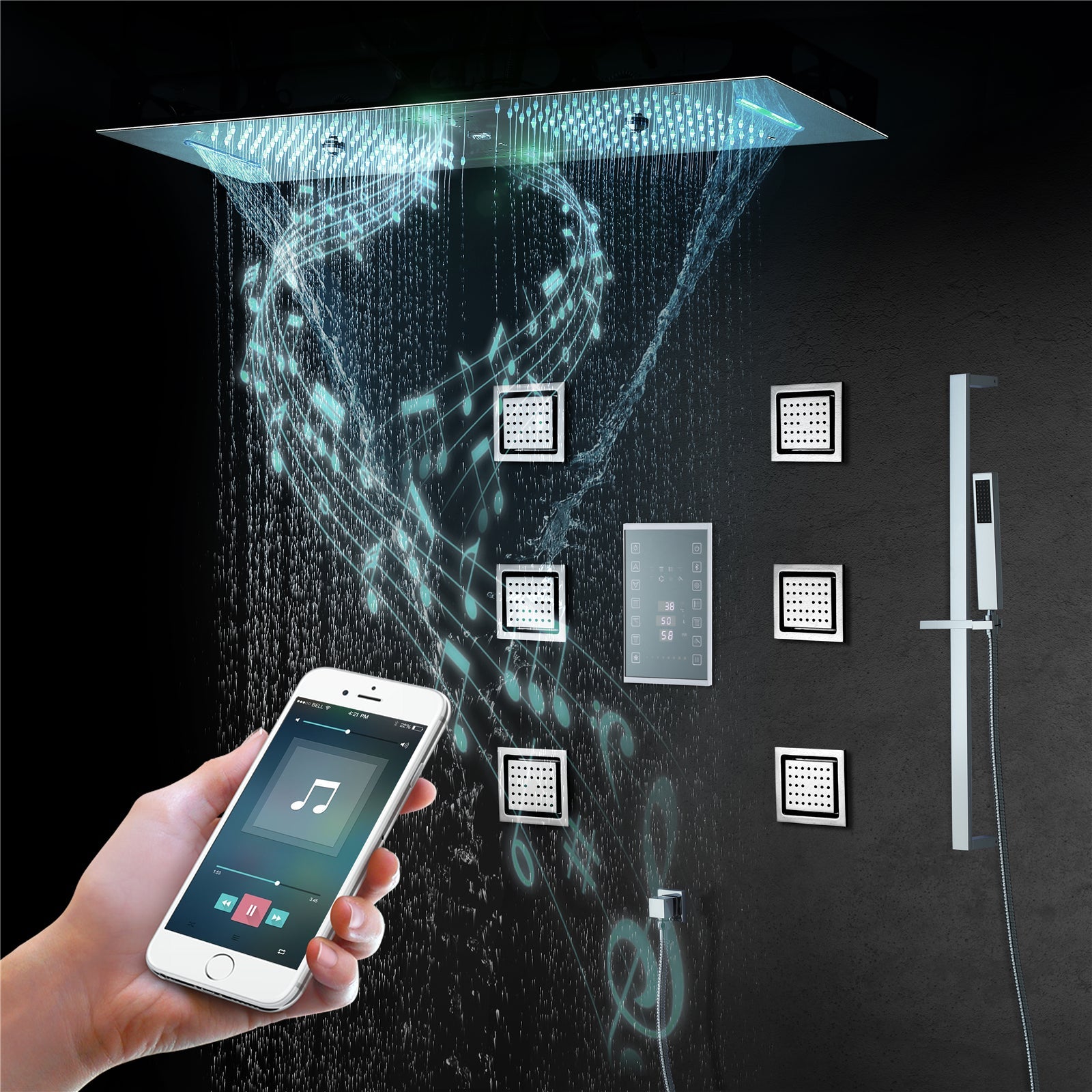 AVALANCHE|36IN COMPLETE SHOWER SYSTEM 6 FUNCTIONS DIGITAL VALVE