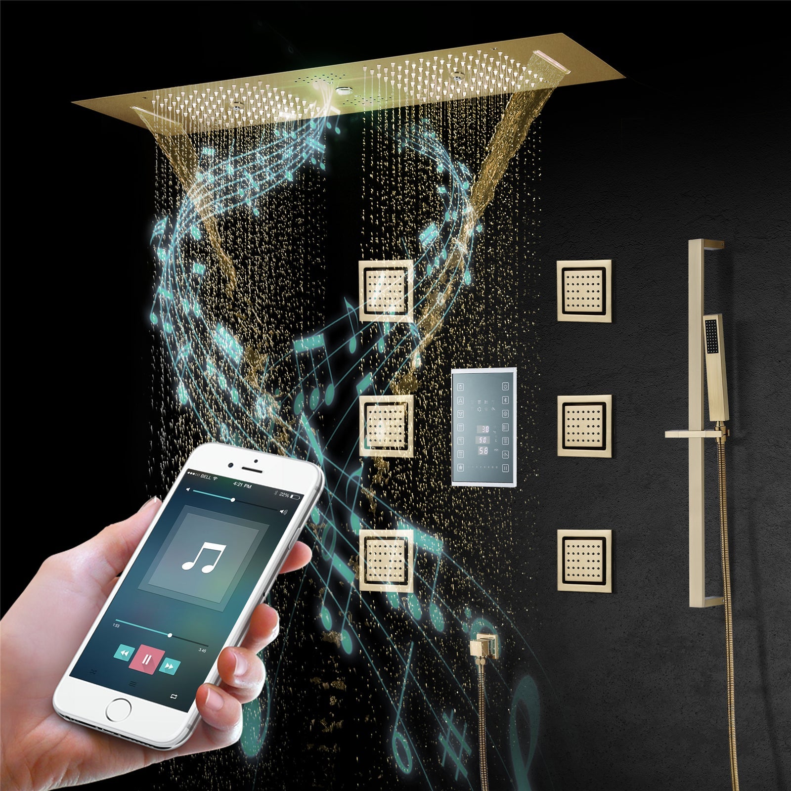 AVALANCHE|36IN COMPLETE SHOWER SYSTEM 6 FUNCTIONS DIGITAL VALVE