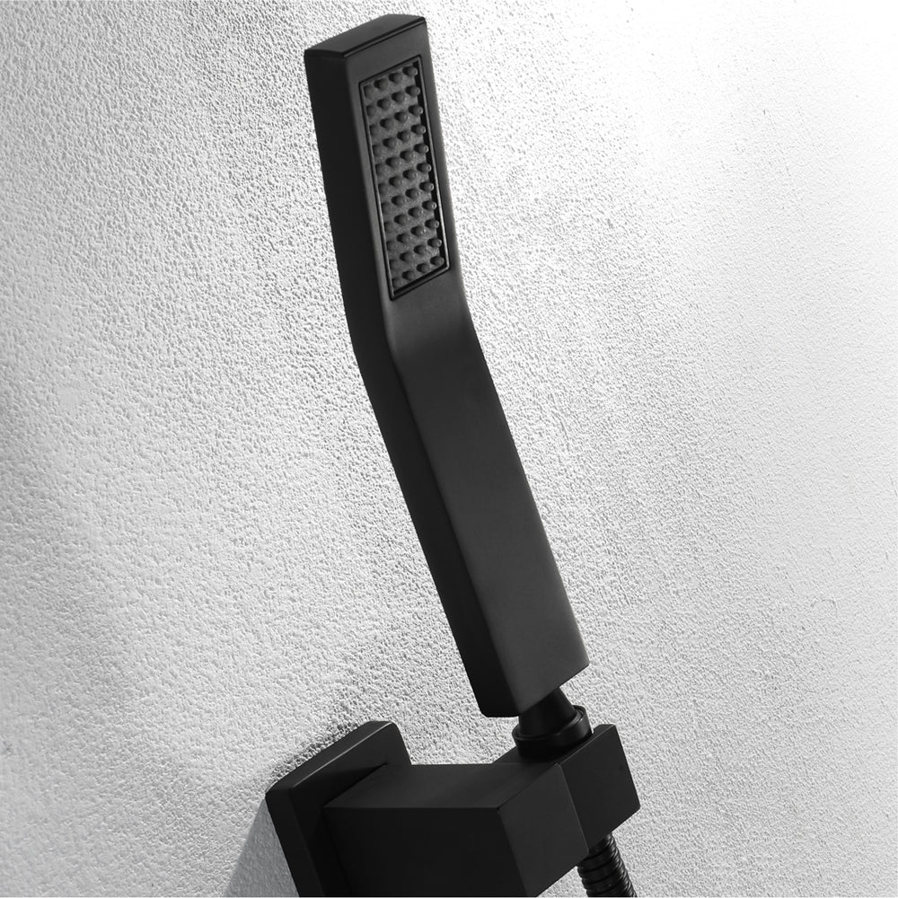 23" Ceiling mounted Thermostatic Complete Shower Set , LED Lights 2 Bluetooth Speakers, Rain & Waterfall Functions