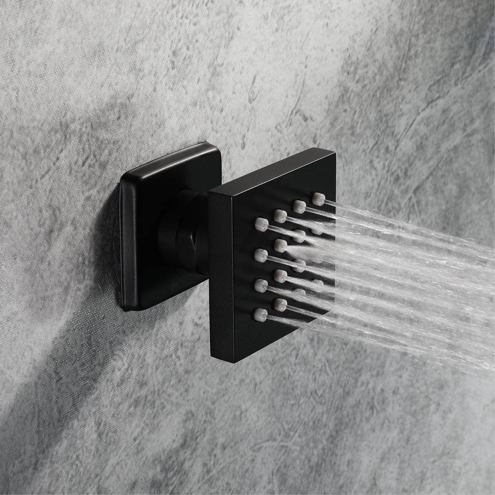 23" Ceiling mounted Thermostatic Complete Shower Set , LED Lights 2 Bluetooth Speakers, Rain & Waterfall Functions