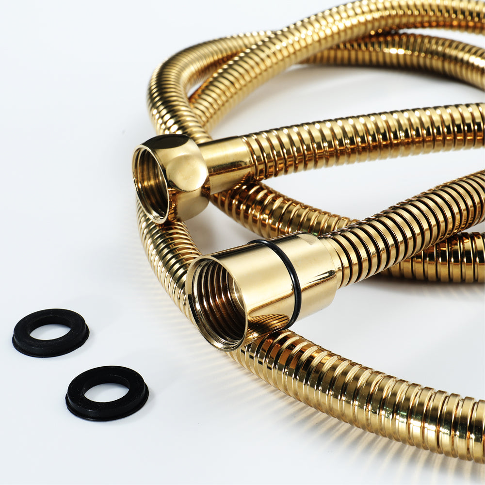 23"  Gold Complete Shower set Rain & Waterfall Functions. 2 Bluetooth Speakers 64 Colors LED lights , 6 Relaxing  Muscles Body Jets, Hand shower & Spouts.