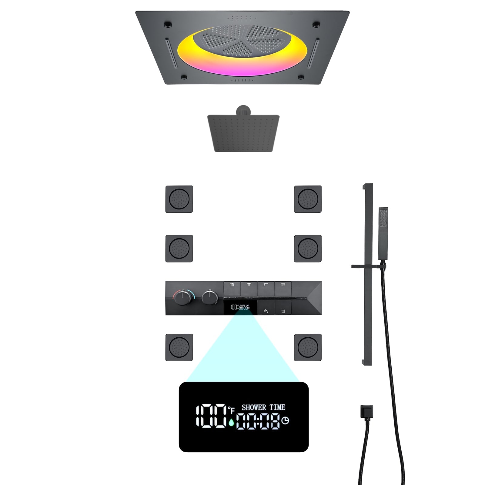 CANARY|22"COMPLETE SHOWER SYSTEM LED MUSIC SHOWER SYSTEM WITH BODY JETS