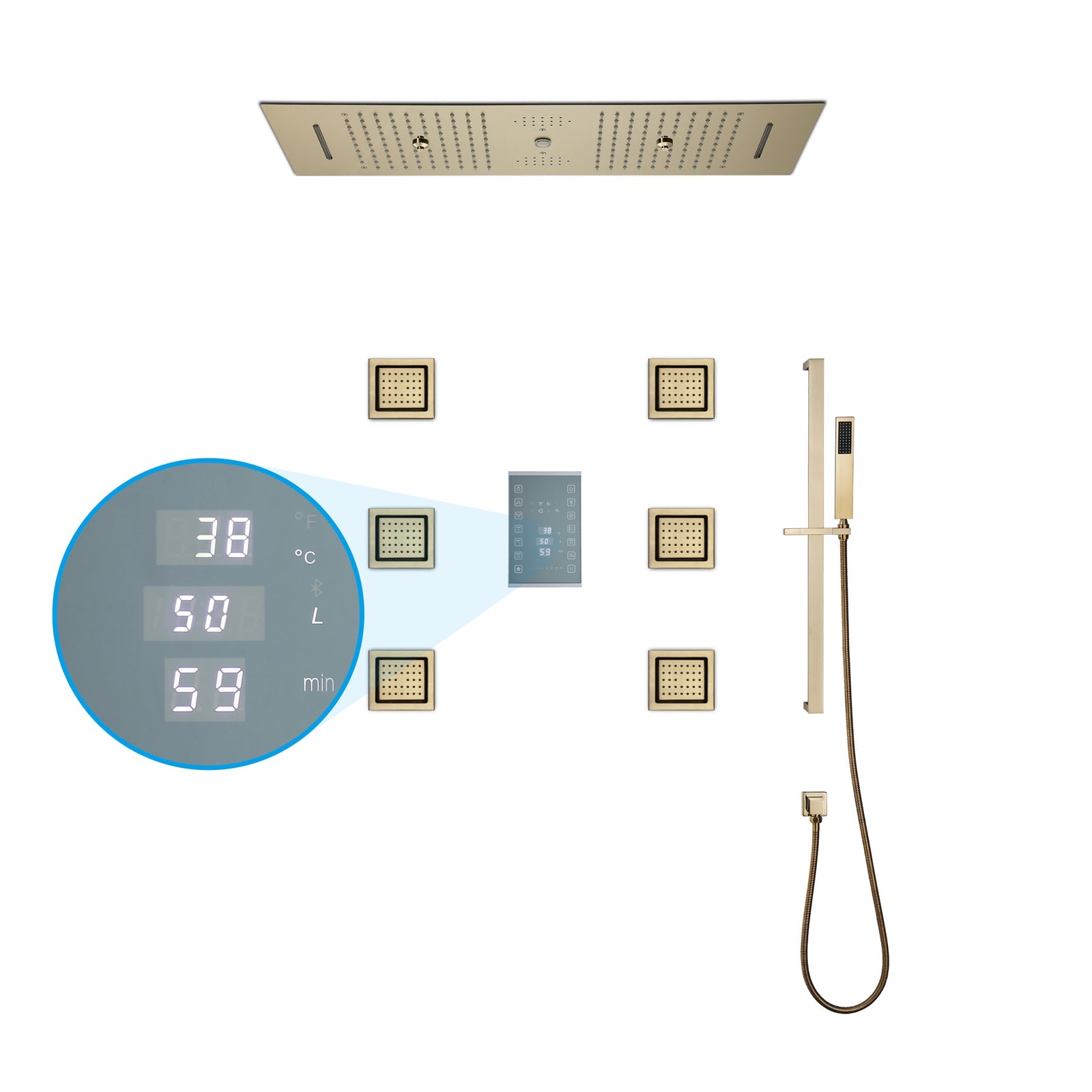 AVALANCHE|36IN COMPLETE SHOWER SYSTEM 6 FUNCTIONS DIGITAL VALVE