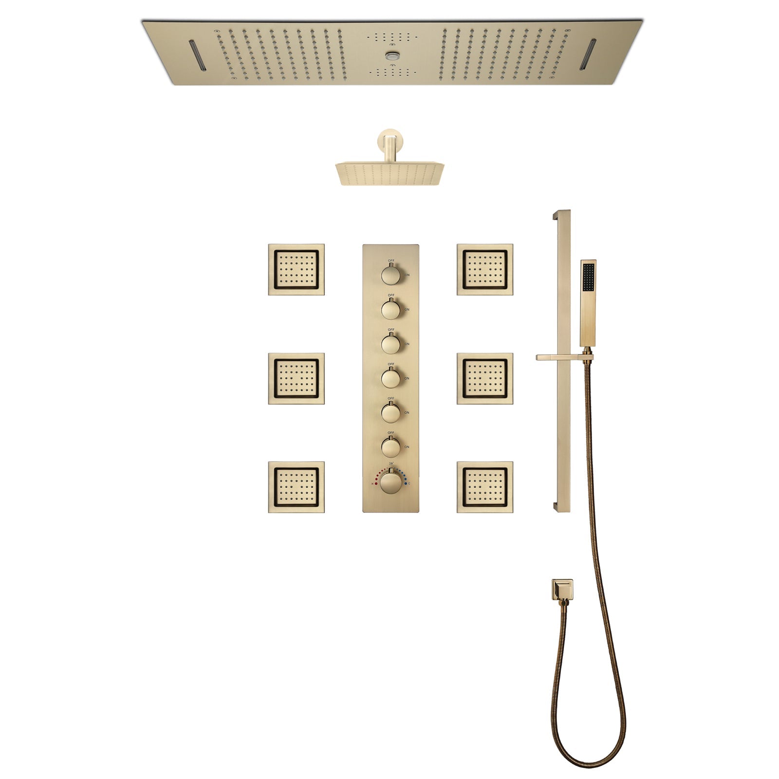 Sydney|36"Inch Complete Led Music Shower System Rainfall Waterfall & Wall Mounted Showerhead