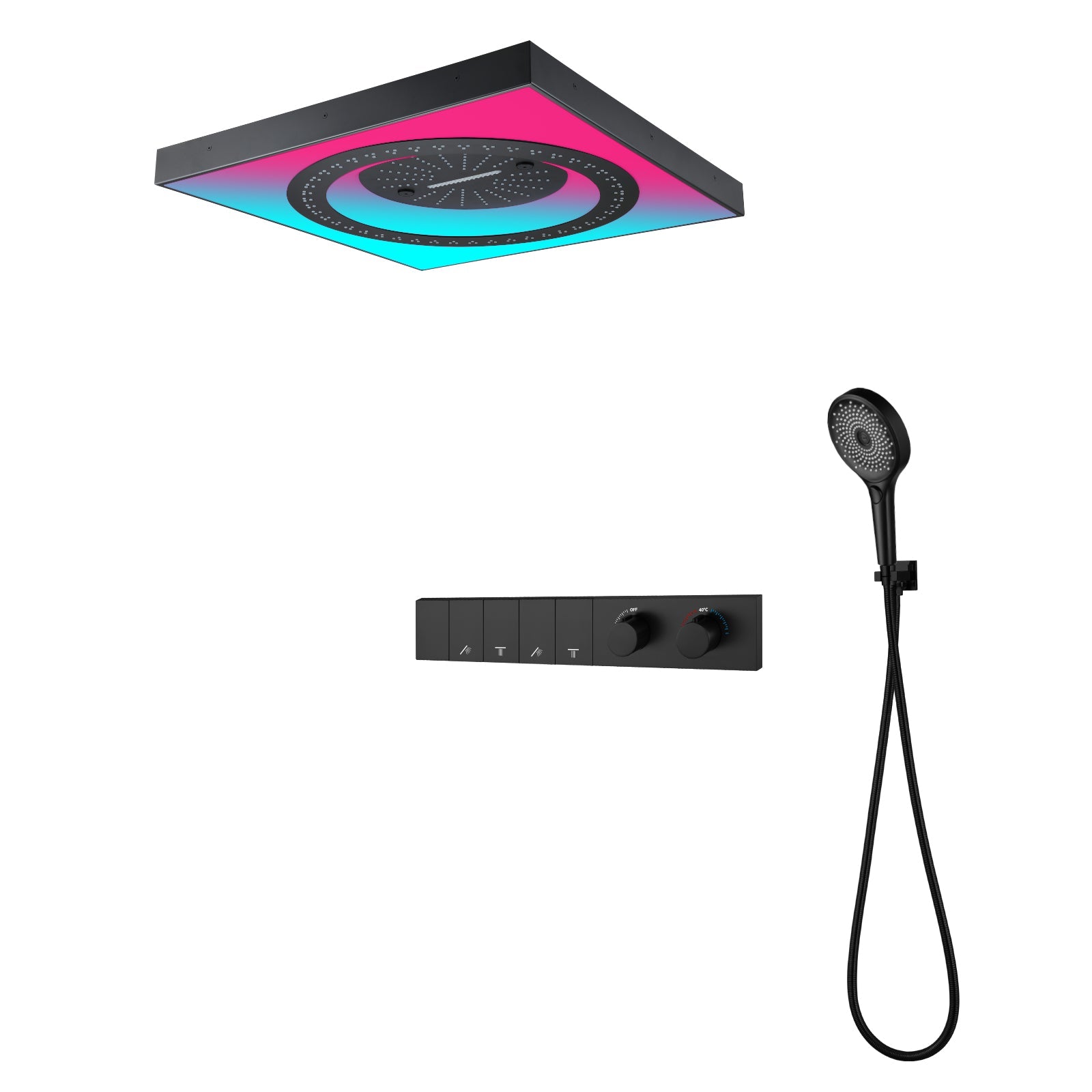 CAVANA|24IN COMPLETE LED SHOWER SYSTEM RAINFALL MIST SPRAY AND WATERFALL SHOWER SET