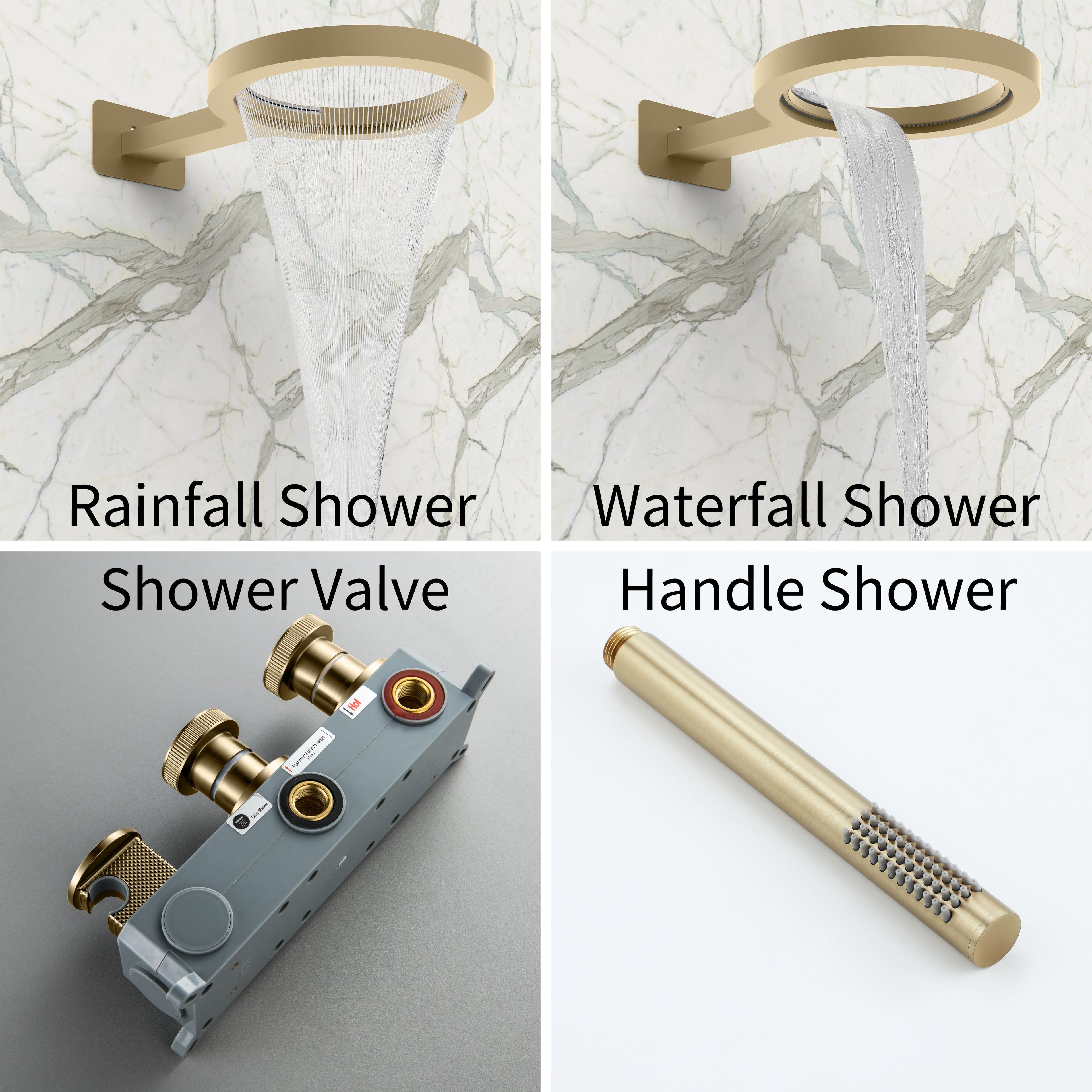 TERRACE RAINFALL WATERFALL COMPLETE SHOWER SYSTEM