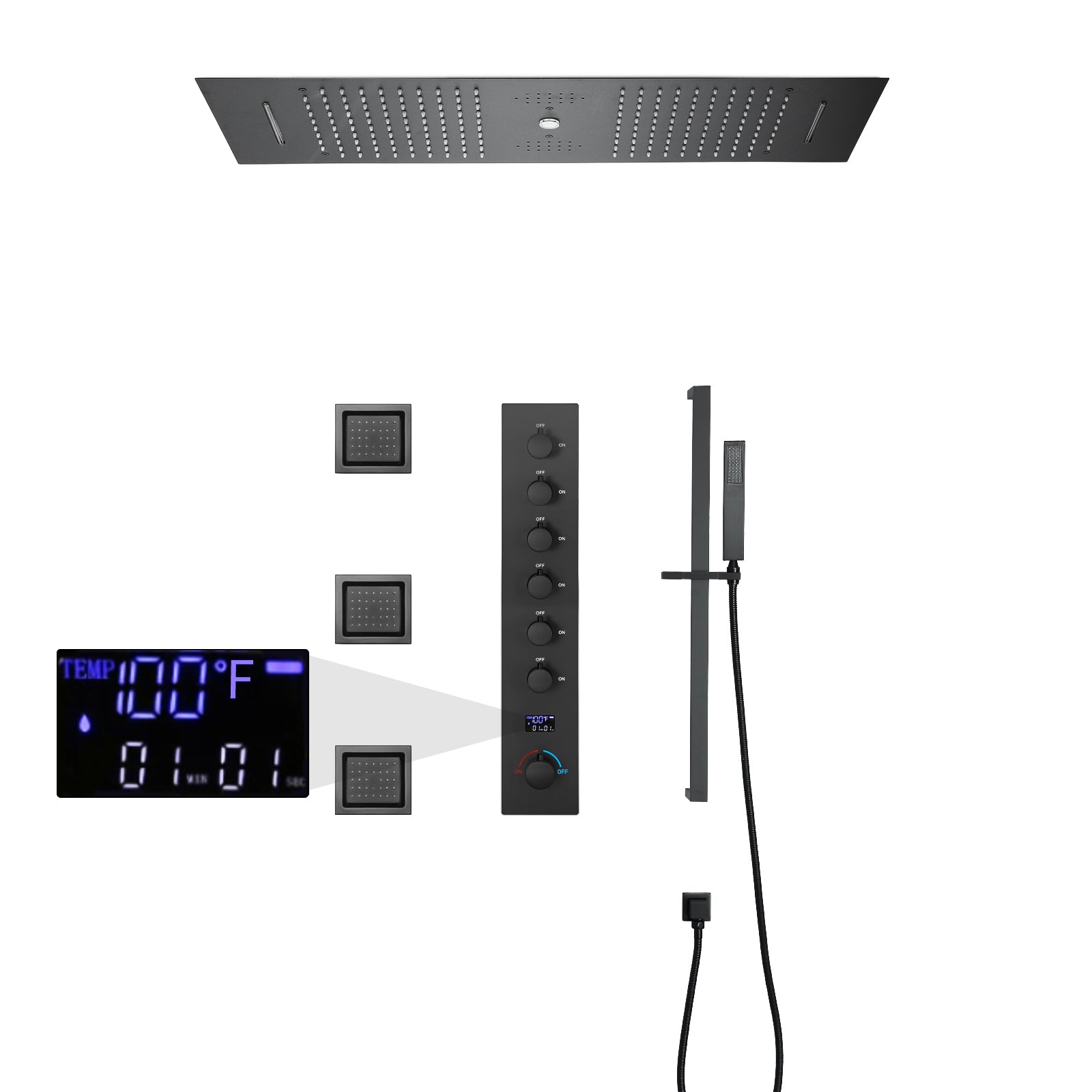 Sydney|36"Inch Complete Led Music Shower System Rainfall Waterfall & Wall Mounted Showerhead