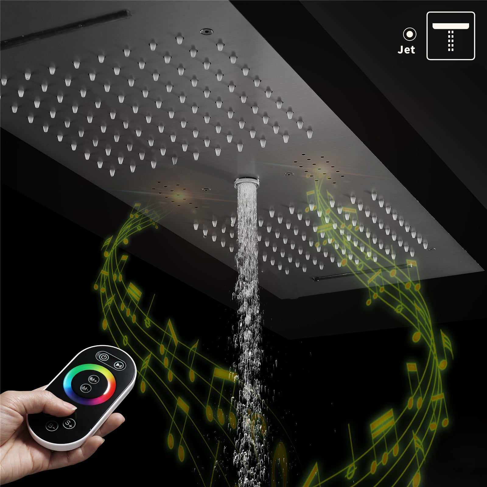 Sydney|36"Inch Complete Led Music Shower System Rainfall Waterfall & Wall Mounted Showerhead