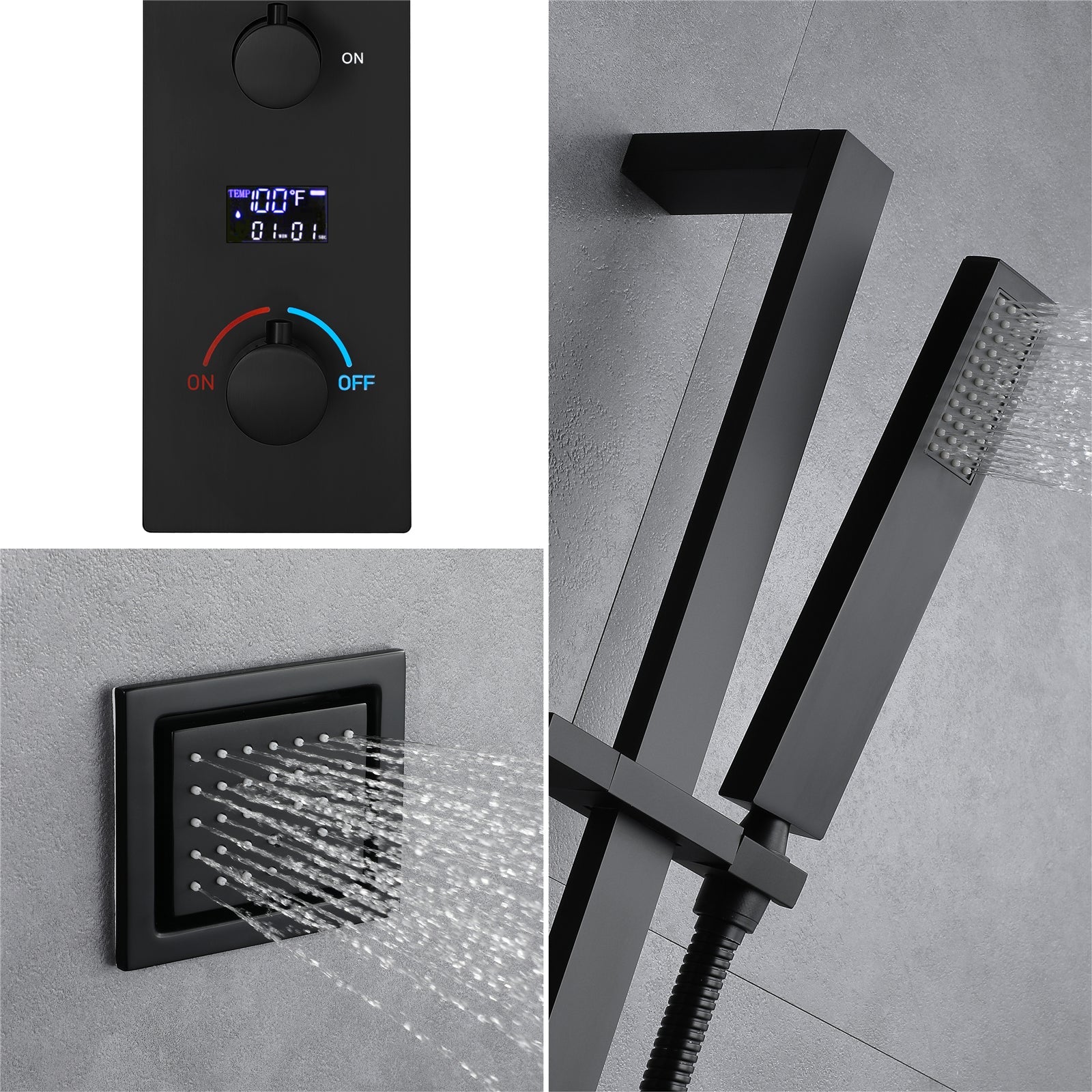 AROMA|47"COMPLETE LUXURY RAINFALL WARERFALL SHOWER SYSTEM LED MUSIC SHOWER SYSTEM