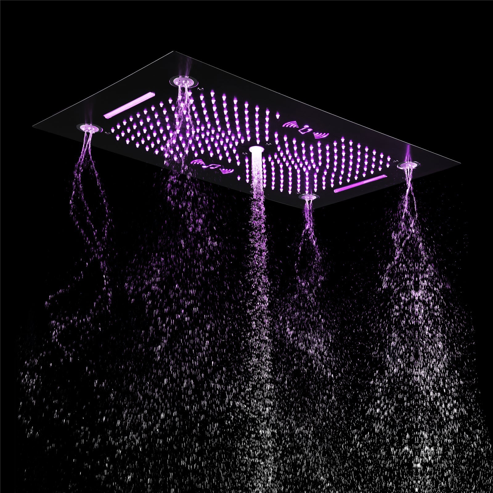 HAVASU| 28" COMLETE LED MUSIC  SHOWER SYSTEM RAINFALL WATERFALL 6 BODY JETS SHOWER SET