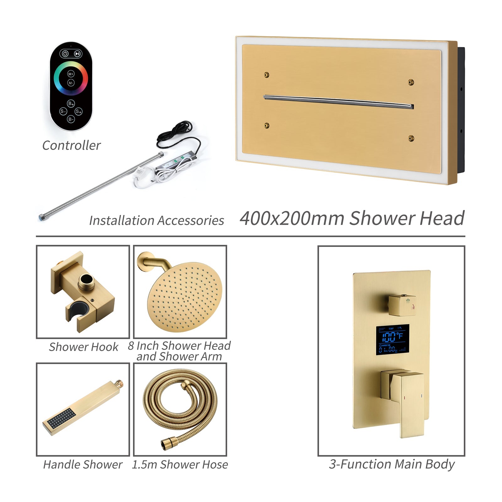 VENTURA|16" COMPLETE WATERFALL SHOWER SYSTEM