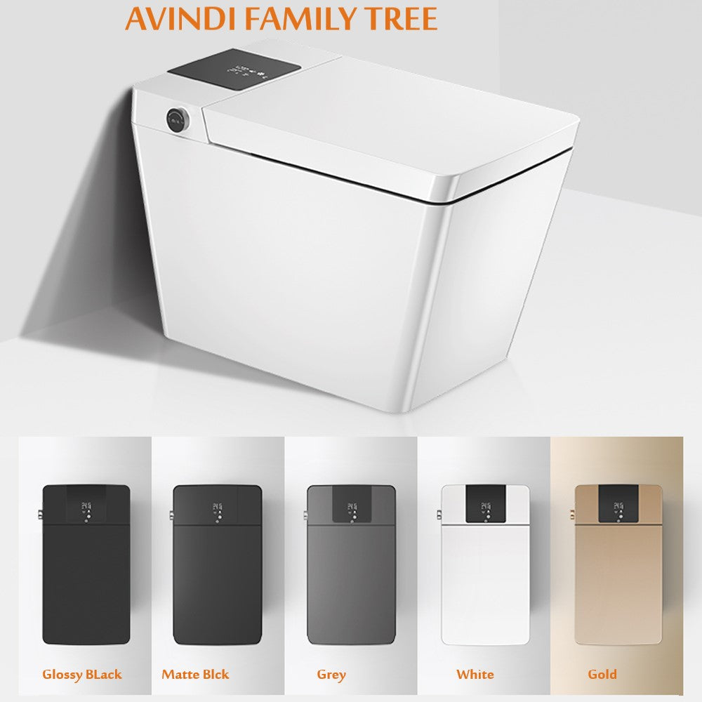 AVINDI| Smart One-Piece Toilet Square Shape Luxury Resort Style Floor Mounted Remote Control Smart Toilet