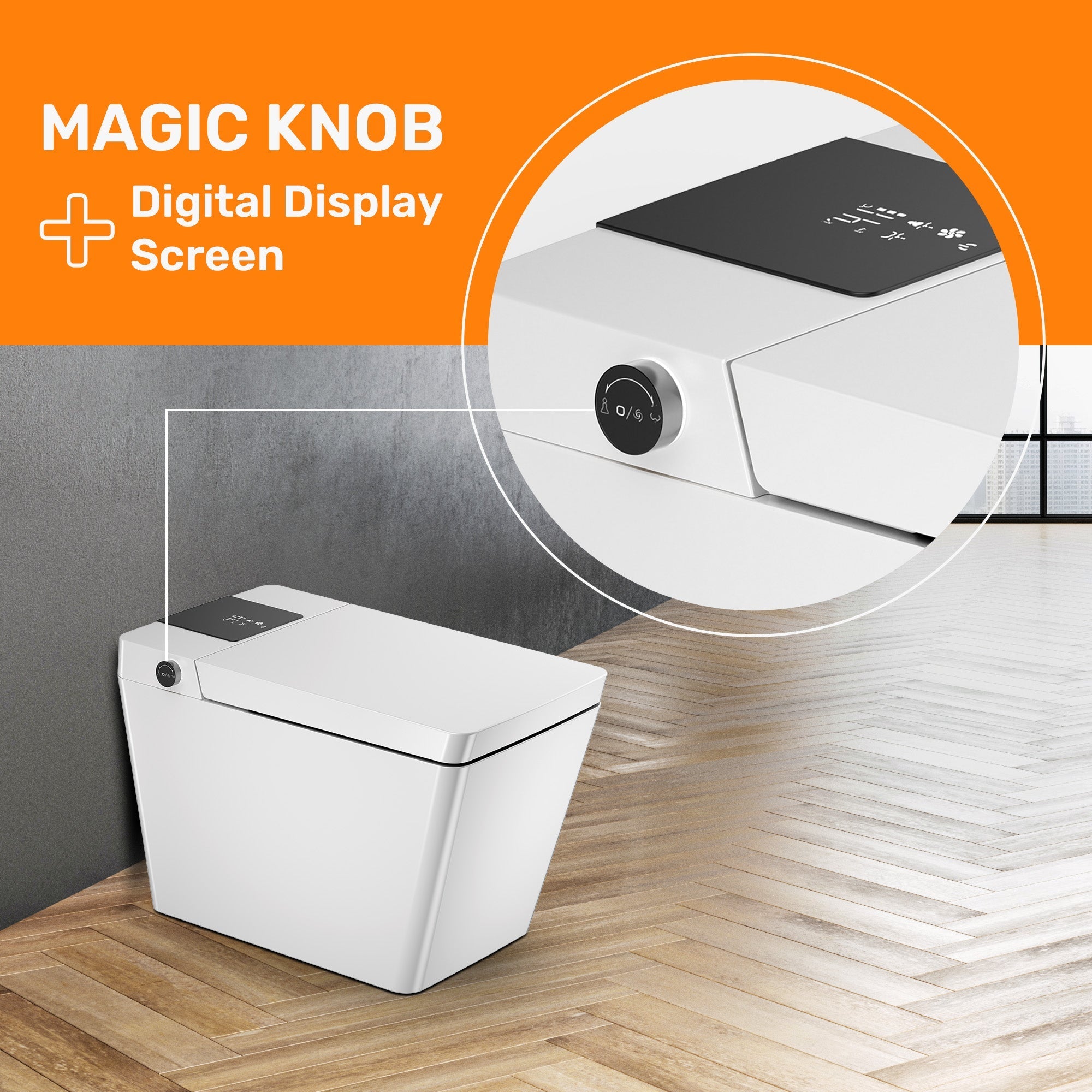 AVINDI| Smart One-Piece Toilet Square Shape Luxury Resort Style Floor Mounted Remote Control Smart Toilet