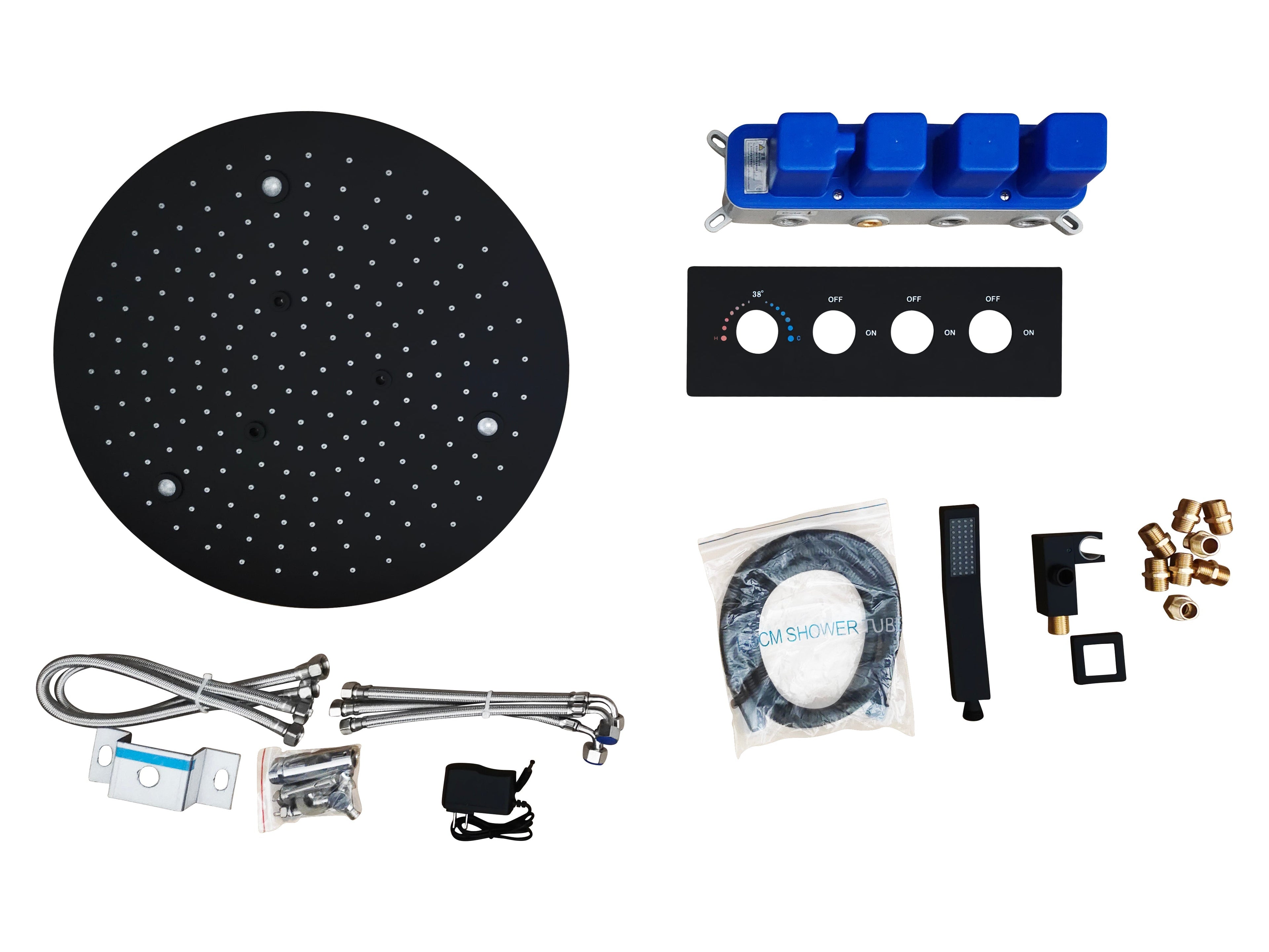 DREAM | 20" ROUNDED THERMOSTASTIC  LED SHOWER SET  304 STAINLESS STEEL SHOWER HEAD