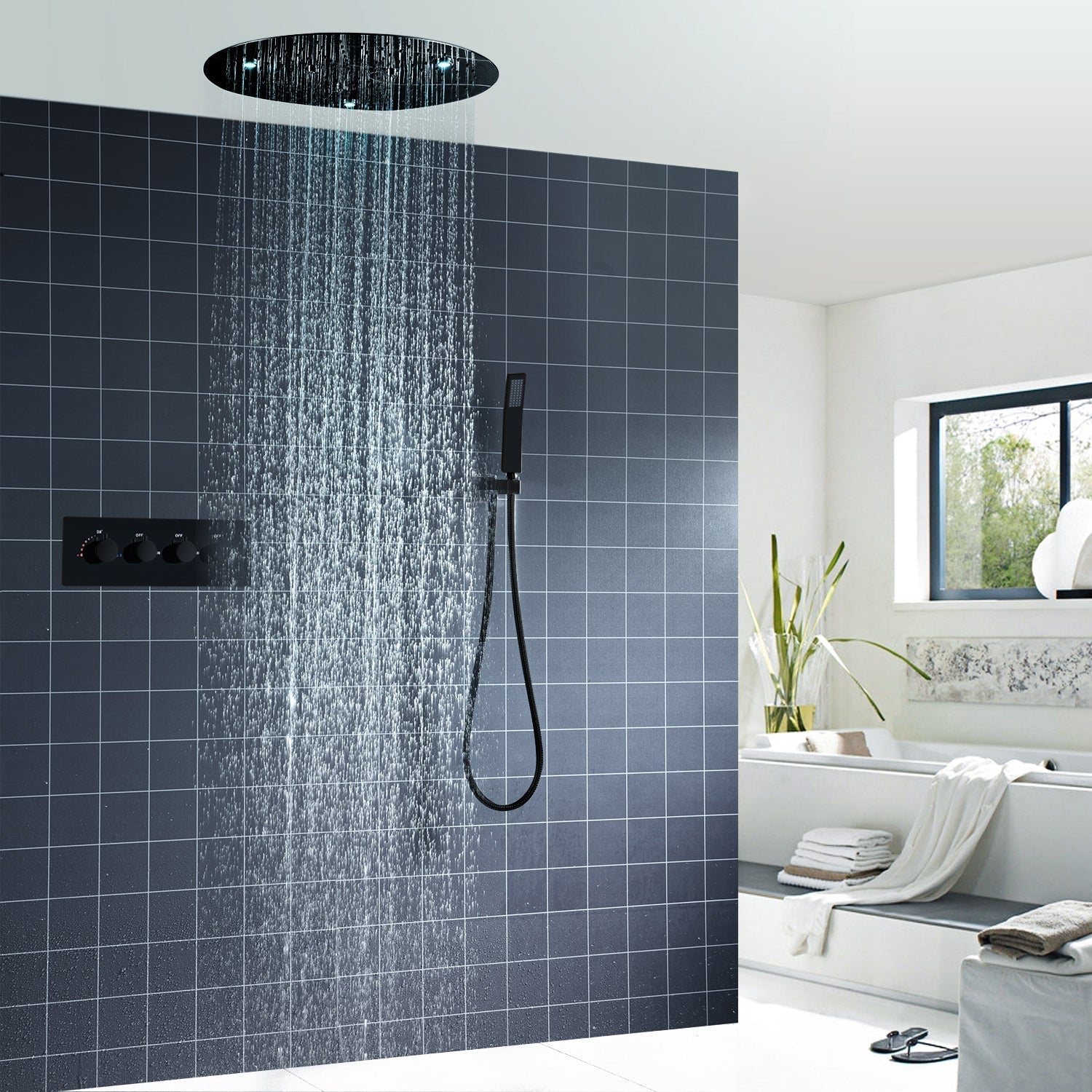 DREAM | 20" ROUNDED THERMOSTASTIC  LED SHOWER SET  304 STAINLESS STEEL SHOWER HEAD