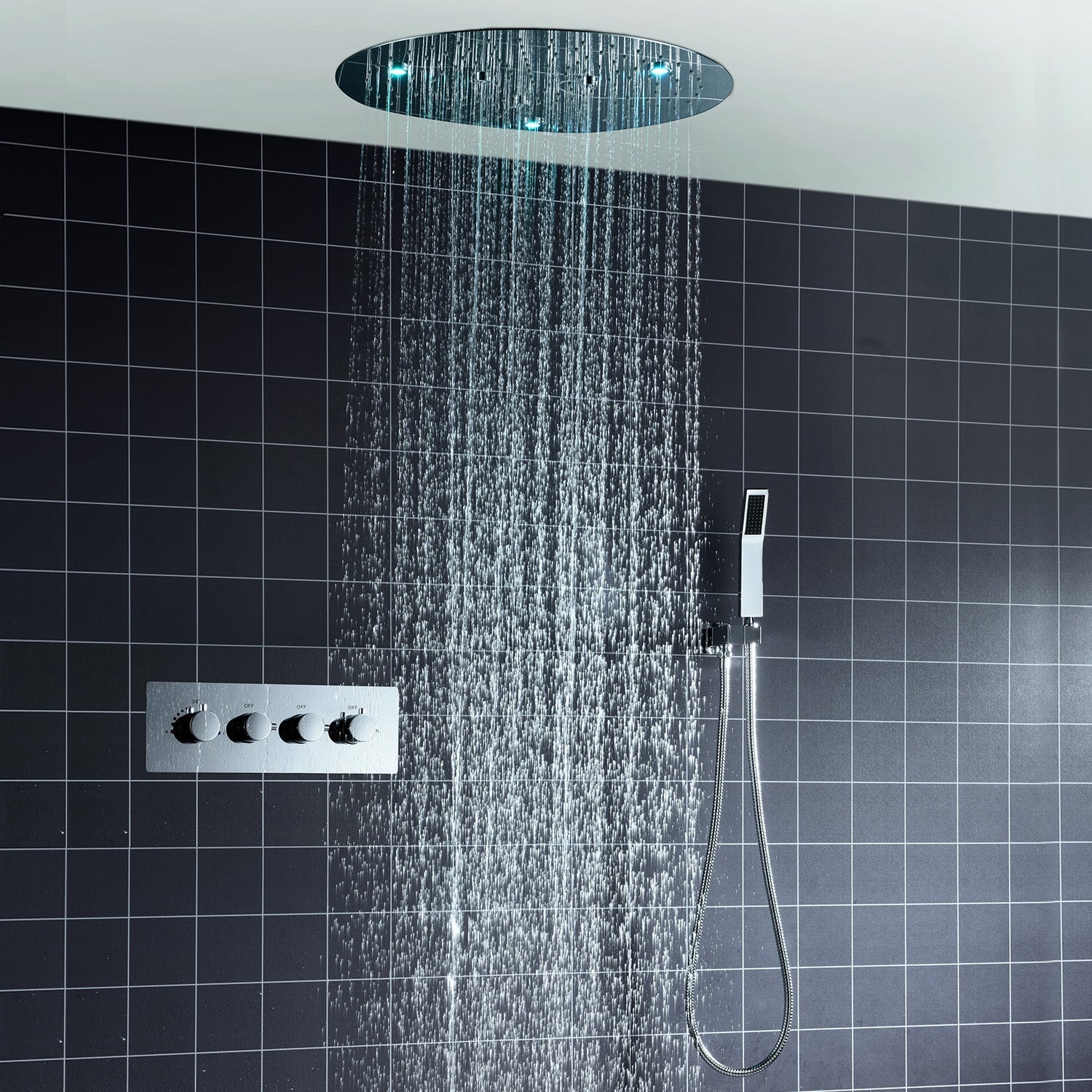 DREAM | 20" ROUNDED THERMOSTASTIC  LED SHOWER SET  304 STAINLESS STEEL SHOWER HEAD