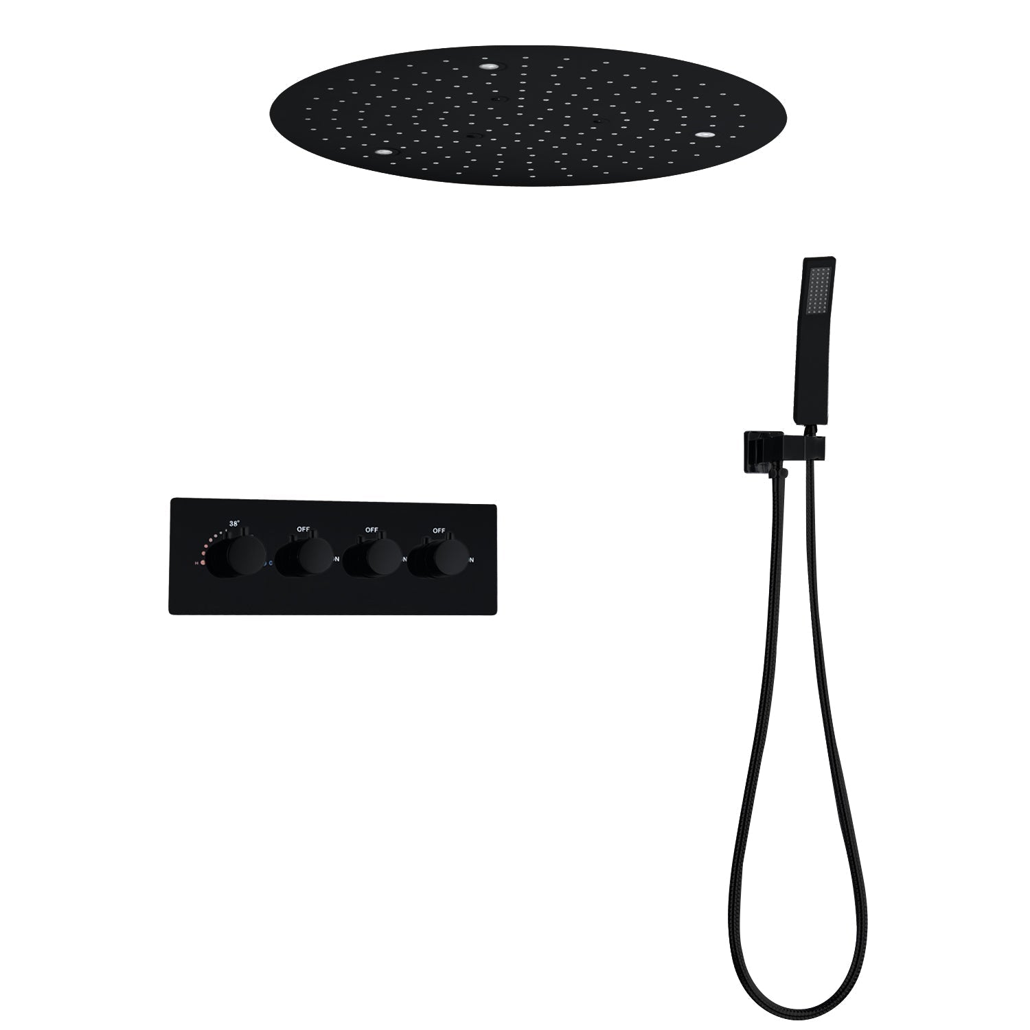 DREAM | 20" ROUNDED THERMOSTASTIC  LED SHOWER SET  304 STAINLESS STEEL SHOWER HEAD