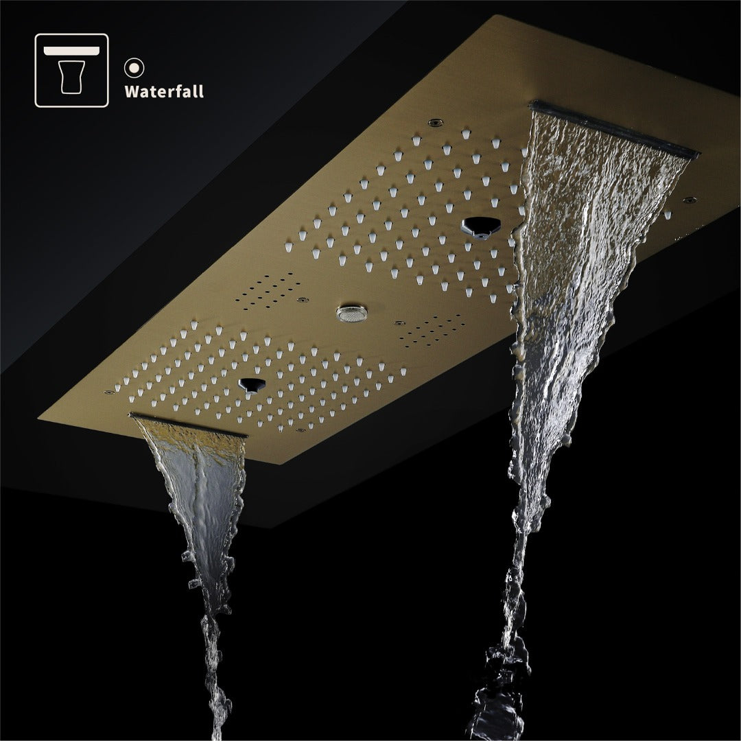 EDEN  | 36" Ceiling Mounted Complete LED Music Shower Set Rainfall/Waterfall/Mist Spray/Water Column/Large Body Jets