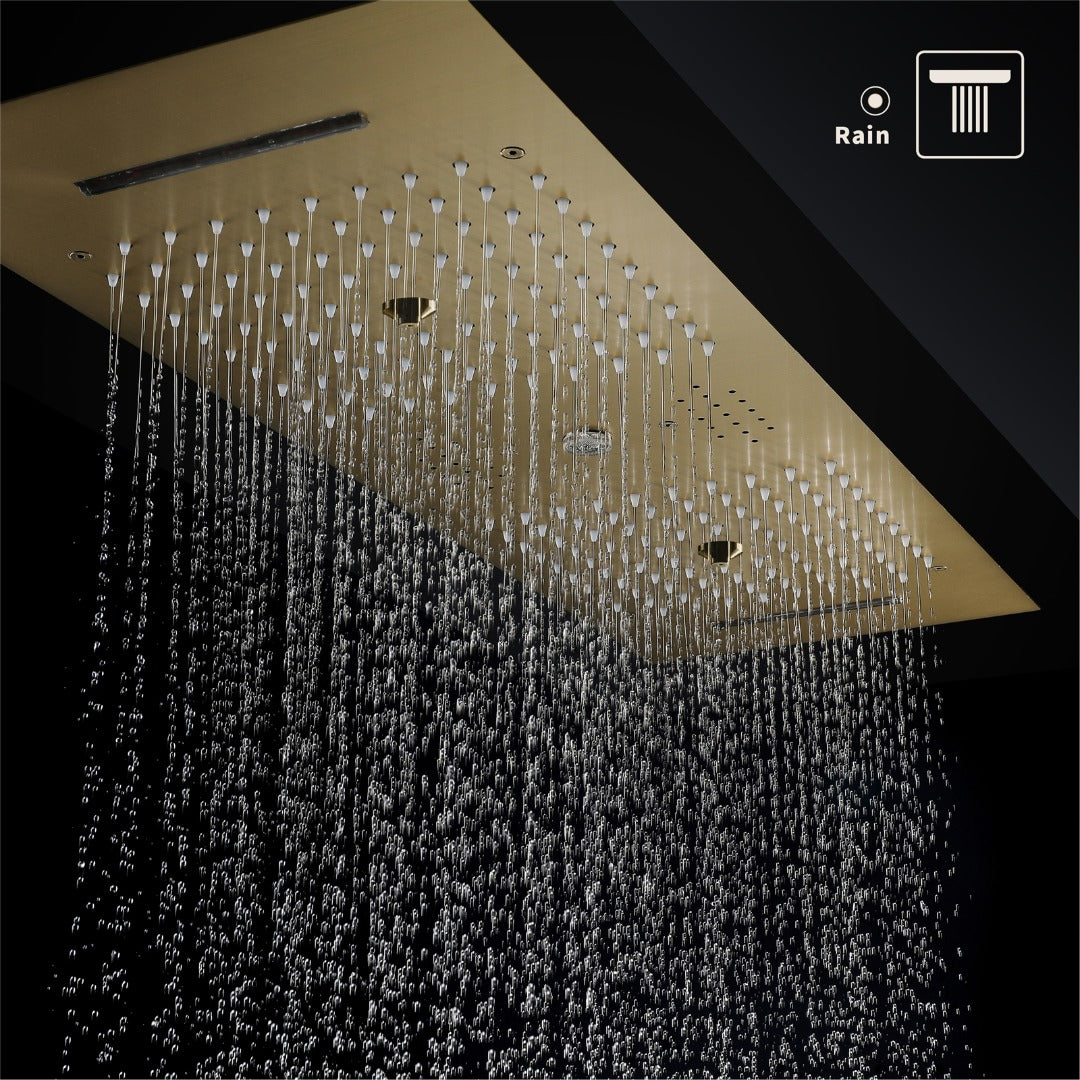 EDEN  | 36" Ceiling Mounted Complete LED Music Shower Set Rainfall/Waterfall/Mist Spray/Water Column/Large Body Jets