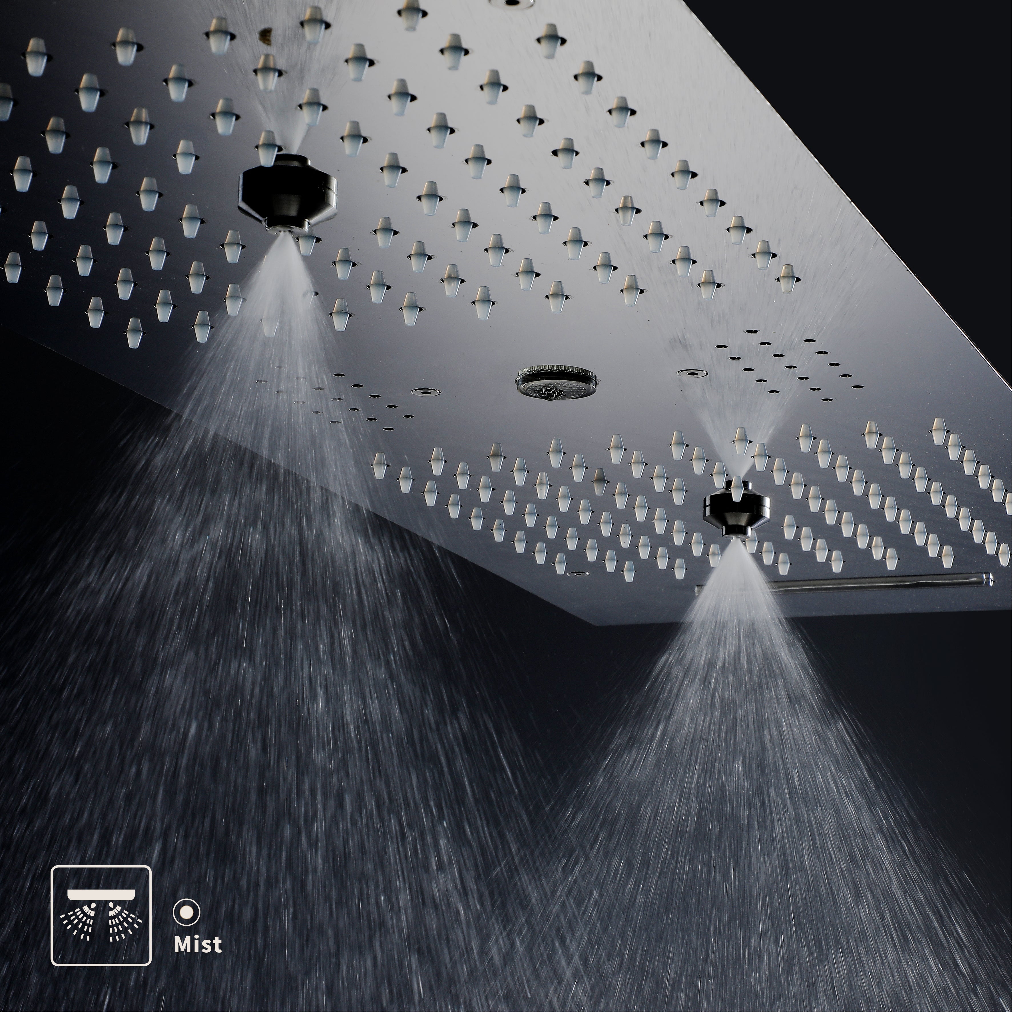EDEN CHROME | Luxury 36" Inches Complete Led Music Shower Set Rain/waterfall/mist Spray/water Column/3 Large Body Jets Functions