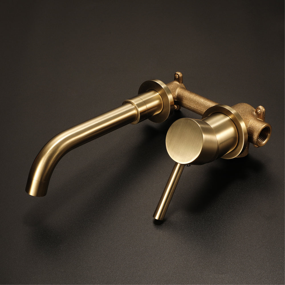 FURE| Brushed Gold Single Lever wall mounted bathroom faucet