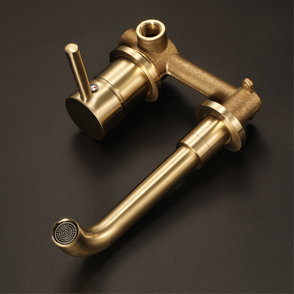 FURE| Brushed Gold Single Lever wall mounted bathroom faucet