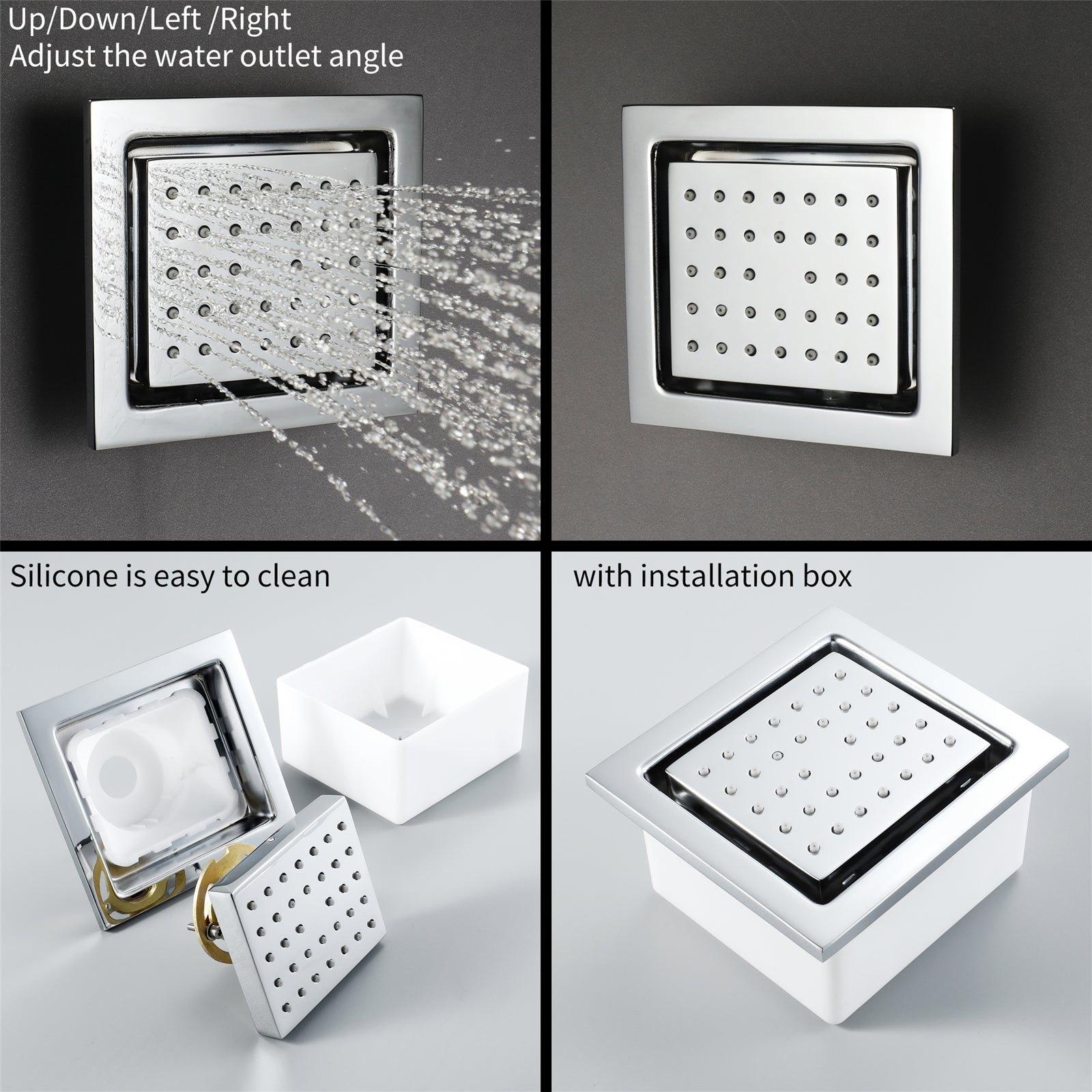 Fuse | 36" In Dual Showerhead Complete Led Music Shower Set 6 Body Jets 2x Wall Mounted Rainfall Showerhead