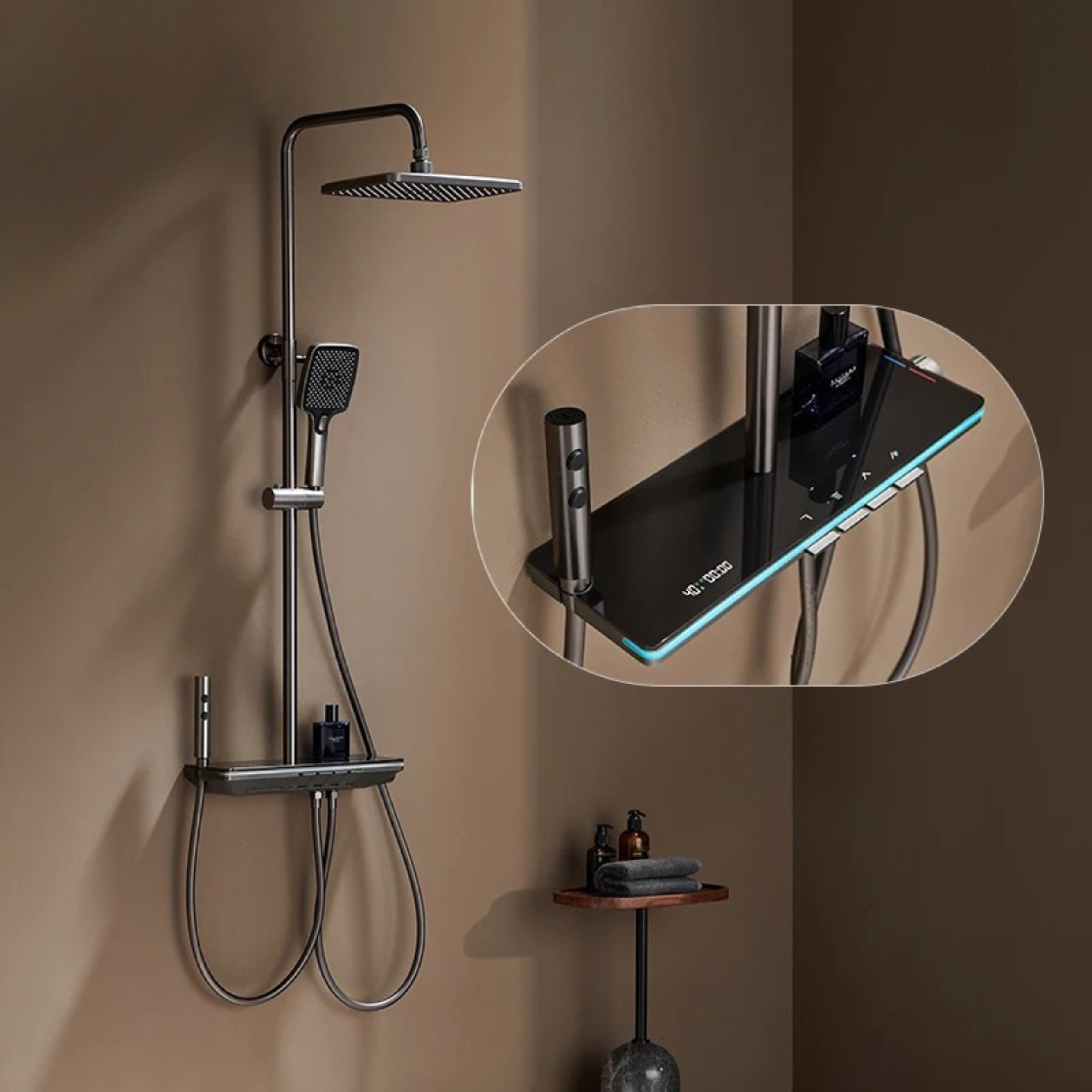 LED Digital Shower System – Modern Rainfall Mixer Faucet Set with Temperature Display | All-in-One Bathroom Shower Set