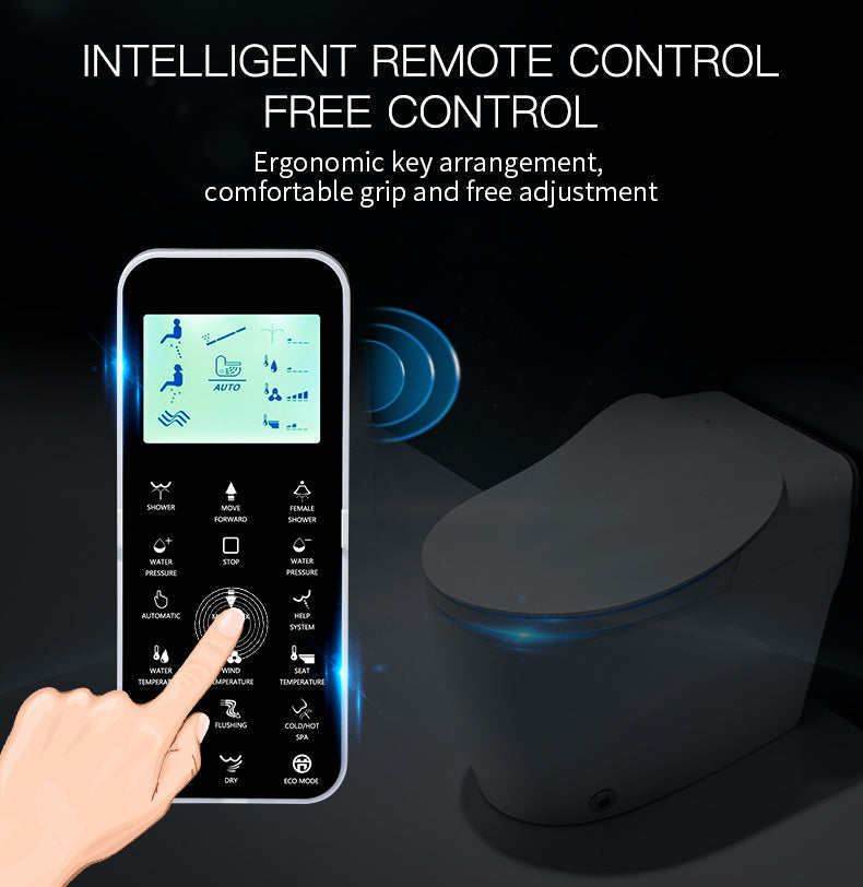 Glacier Luxury  One-Piece Smart Toilet Floor Mounted HD Screen &Remote Control Simple Fashionable Design -Red Wine