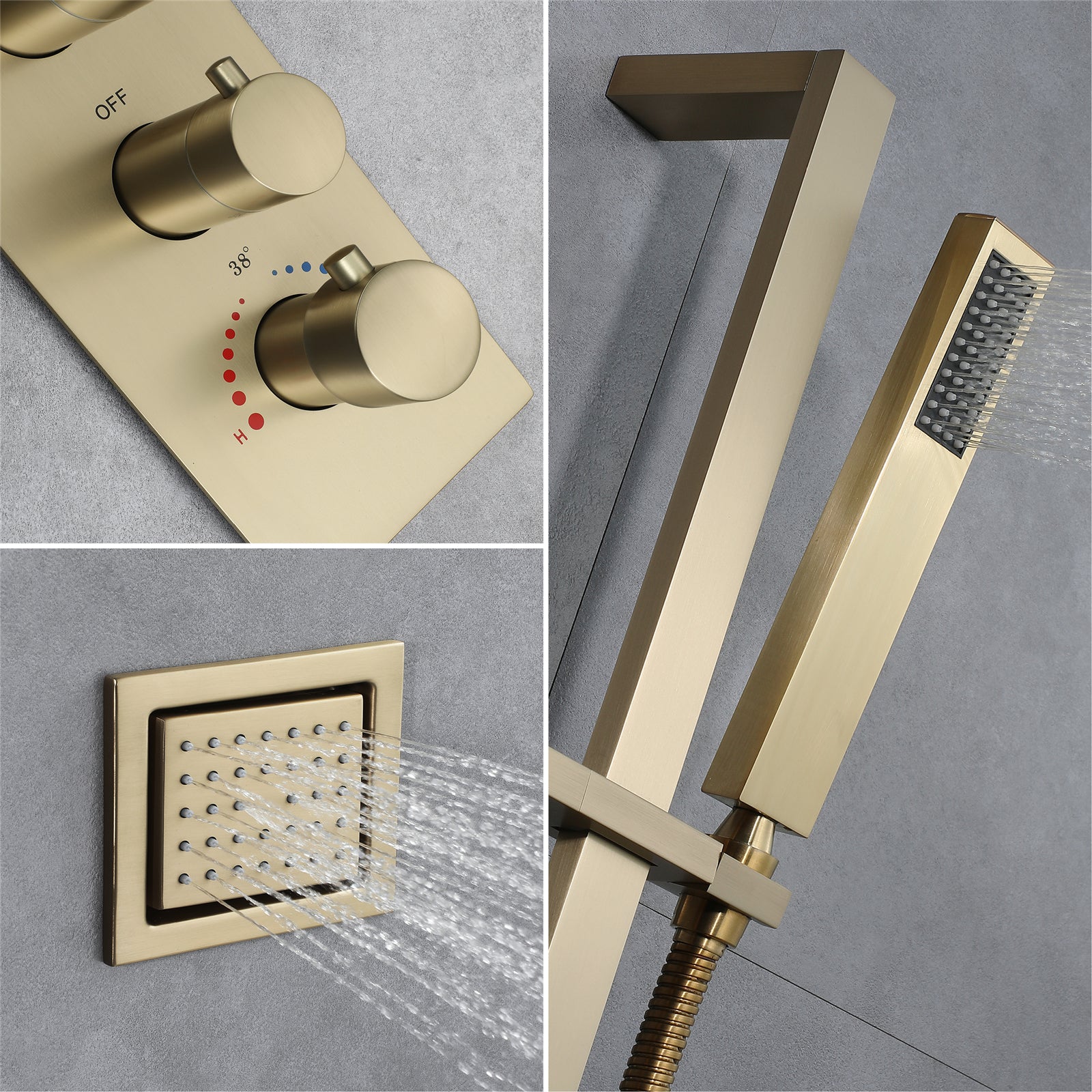 HAVASU| 28" COMLETE LED MUSIC  SHOWER SYSTEM RAINFALL WATERFALL 6 BODY JETS SHOWER SET