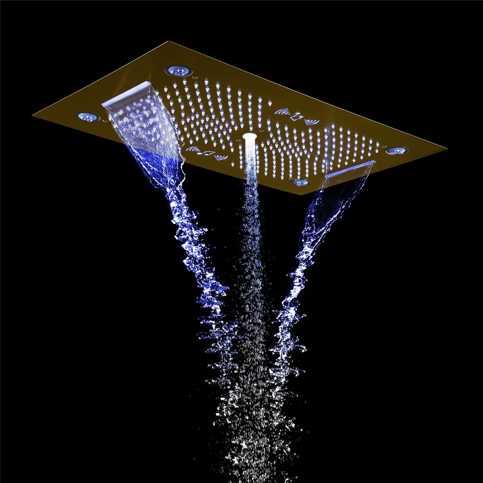 HAVASU| 28" COMLETE LED MUSIC  SHOWER SYSTEM RAINFALL WATERFALL 6 BODY JETS SHOWER SET