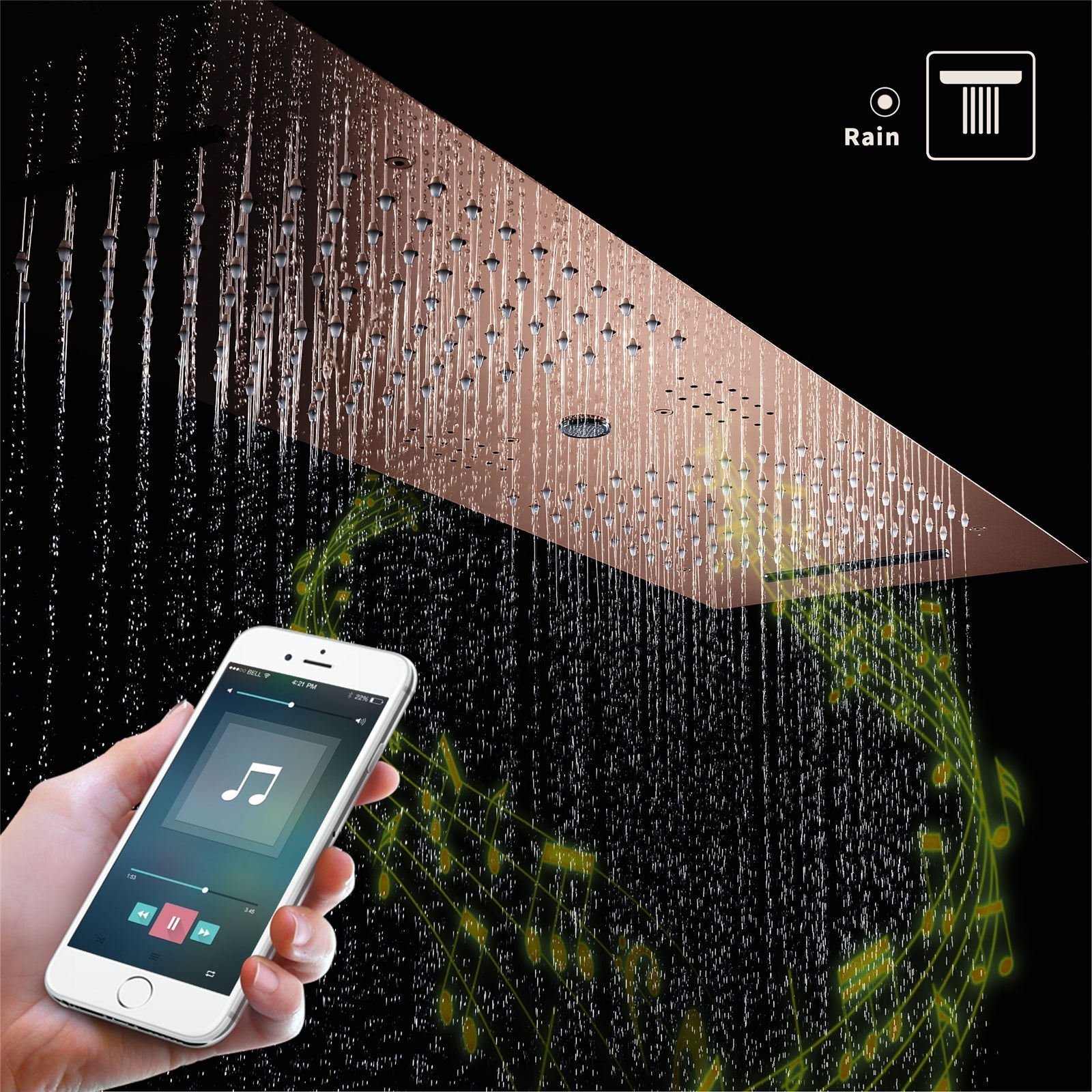 IVORY| 36" Complete ceiling shower set with 10" inch wall mounted rainfall showerhead 3 body jets dual shower head set