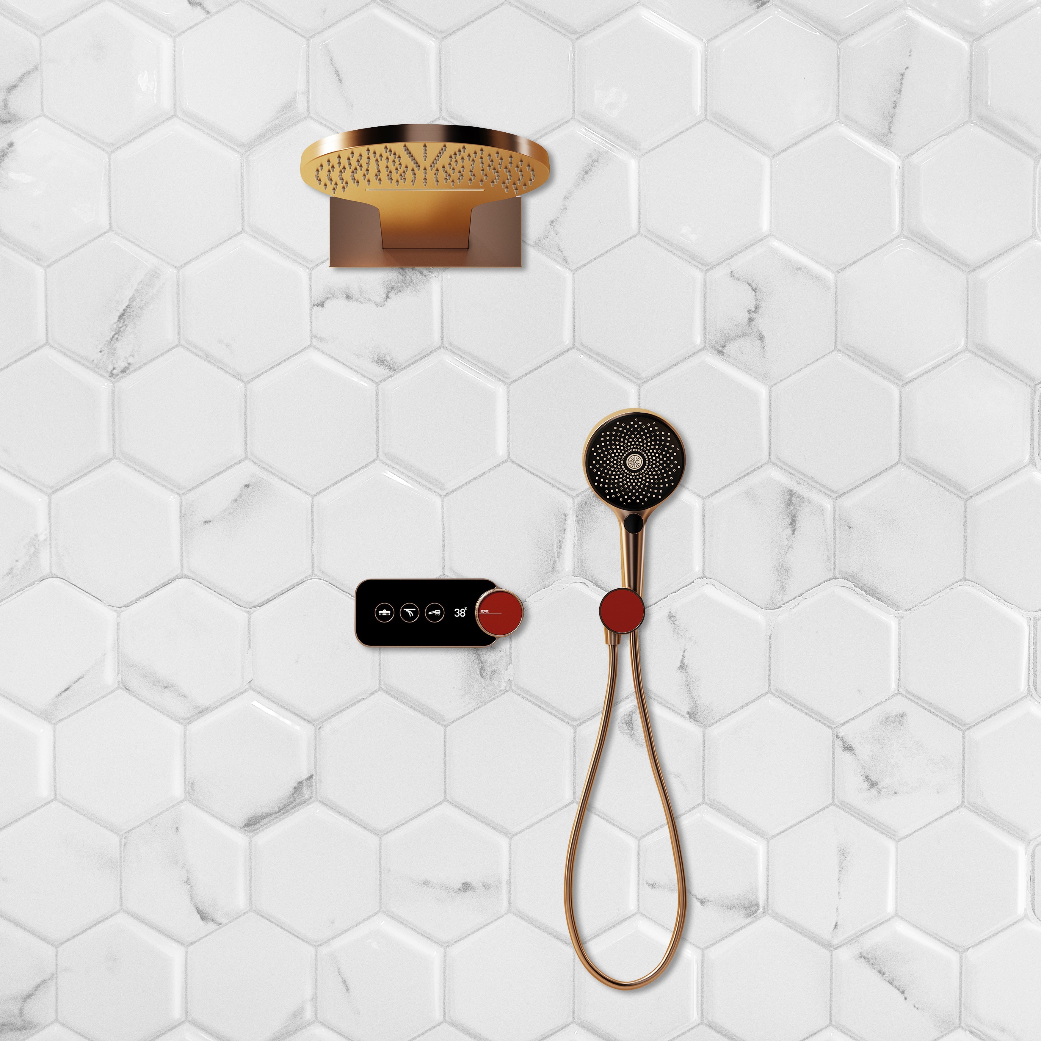 LAGUNA| Luxury Thermostatic Complete Shower Set Rainfall Waterfall showerhead