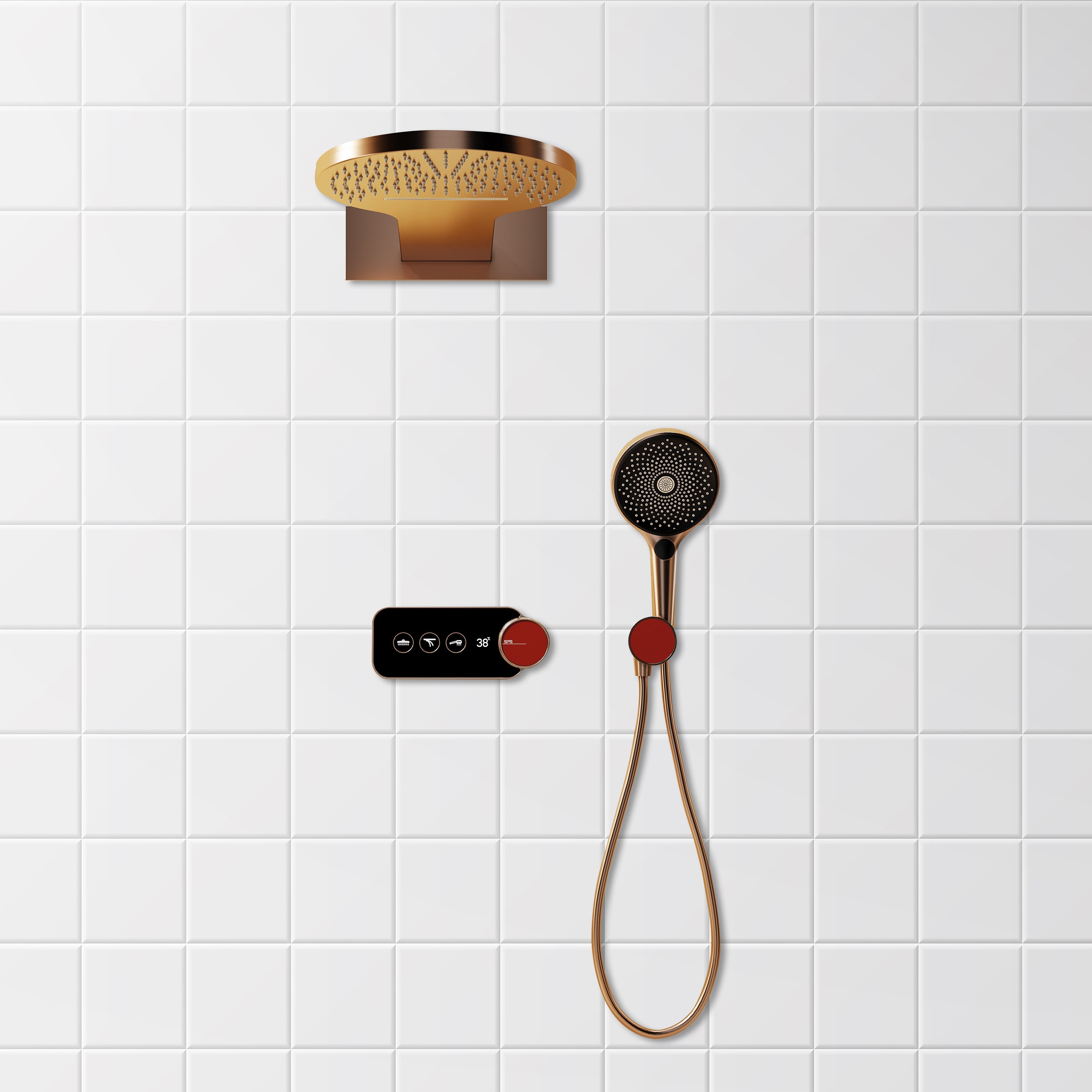 LAGUNA| Luxury Thermostatic Complete Shower Set Rainfall Waterfall showerhead