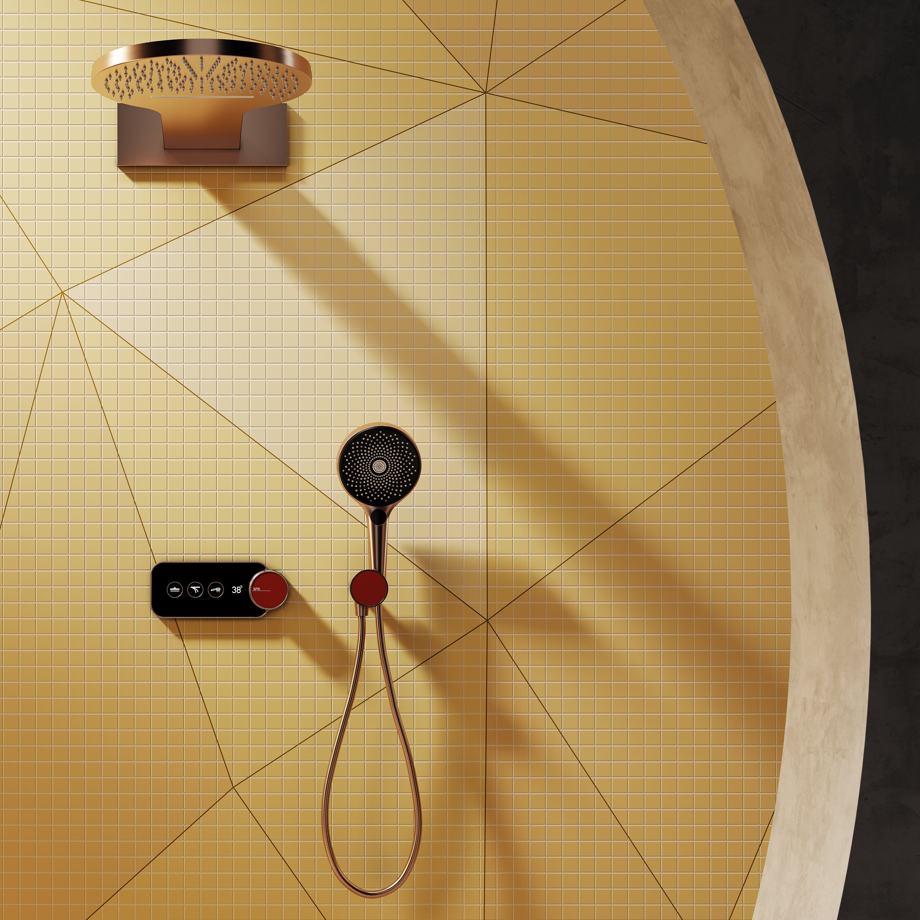 LAGUNA| Luxury Thermostatic Complete Shower Set Rainfall Waterfall showerhead