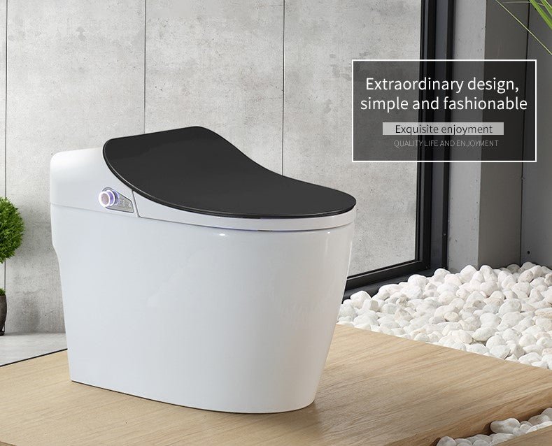 SLT680 | Luxury Smart Toilet One-Piece Floor Mounted HD Screen &Remote Control Simple Fashionable Design- Black