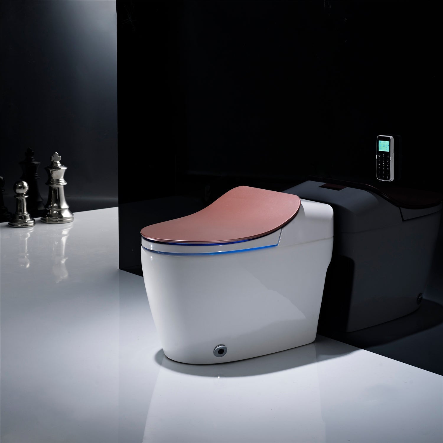 Luxury Smart Toilet One-Piece Floor Mounted HD Screen &Remote Control Simple Fashionable Design- Rosegold