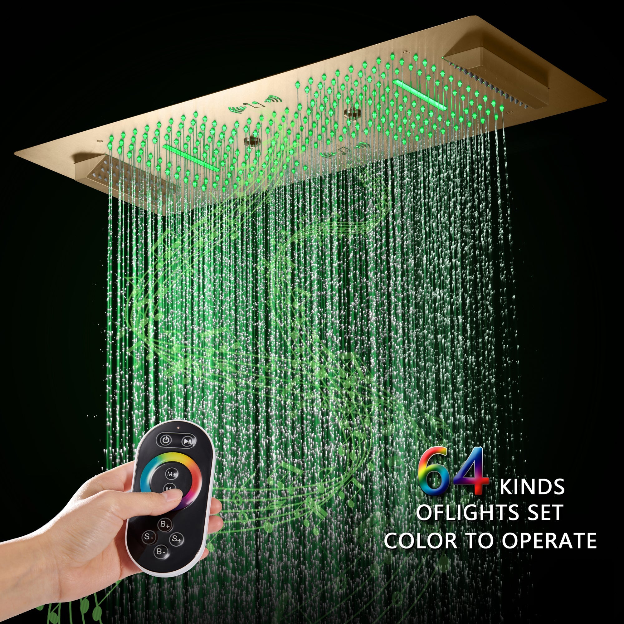 SEVILLE|36" X 16" COMPLETE SHOWER SYSTEM RAINFALL WATERFALL SHOWER SET