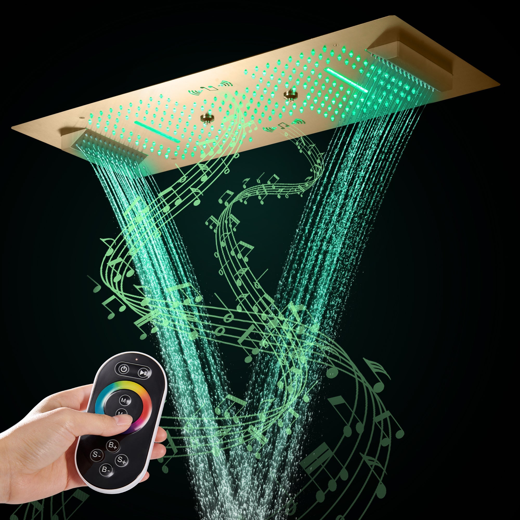 SEVILLE|36" X 16" COMPLETE SHOWER SYSTEM RAINFALL WATERFALL SHOWER SET