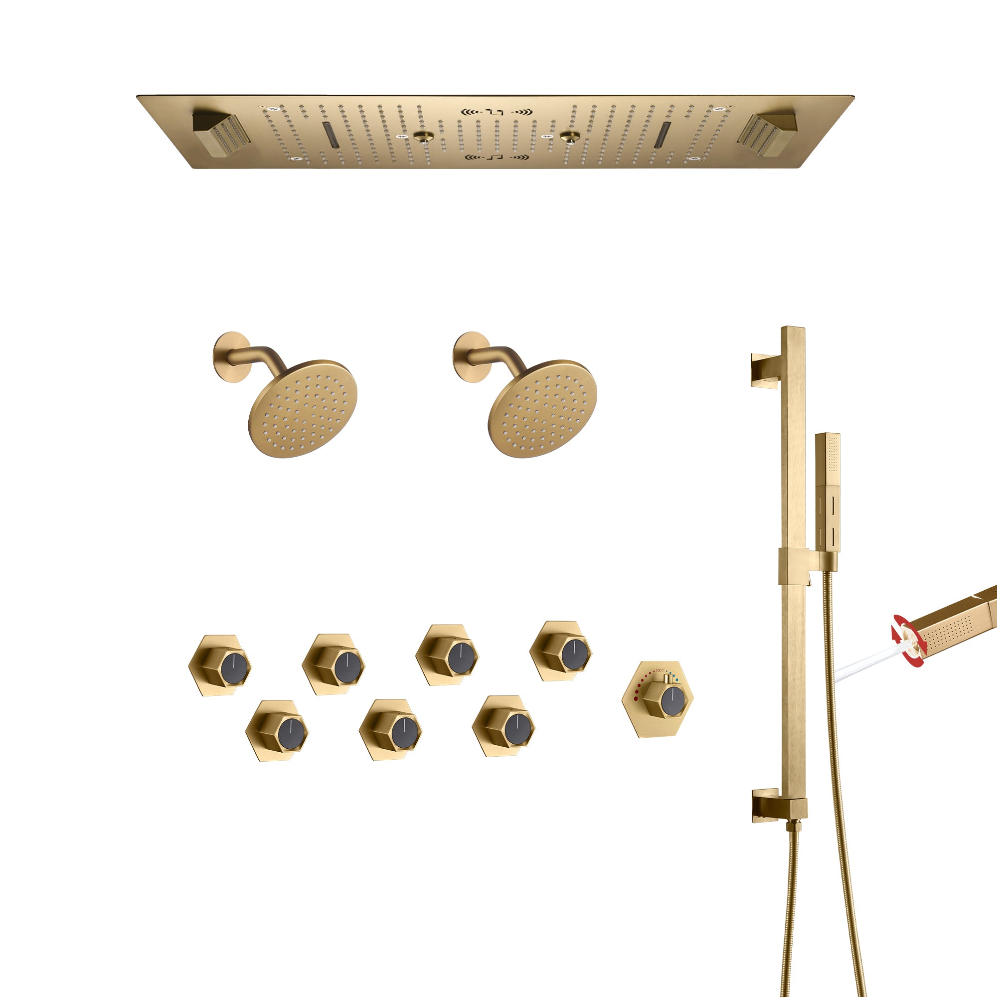 SEVILLE|36" X 16" COMPLETE SHOWER SYSTEM RAINFALL WATERFALL SHOWER SET