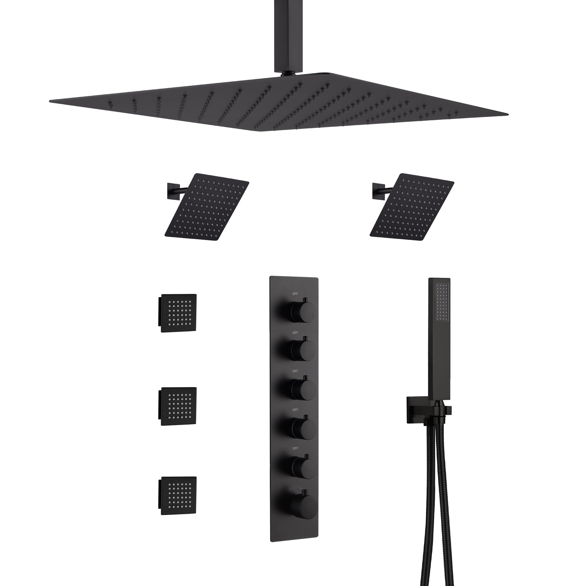 VATRENA|16" CEILING SHOWER RAINFALL WALL MOUNT SHOWER SYSTEM