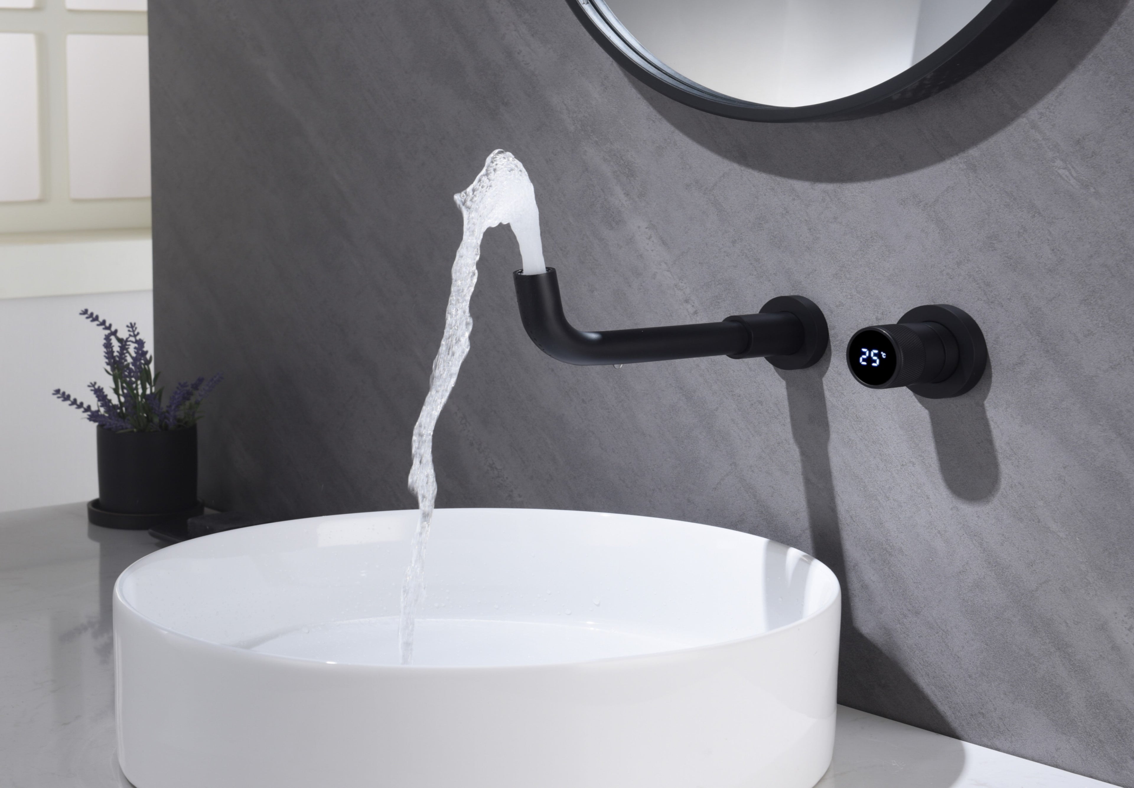 MEERA|SINGLE HANDLE WALL MOUNTED BATHROOM SINK FAUCET