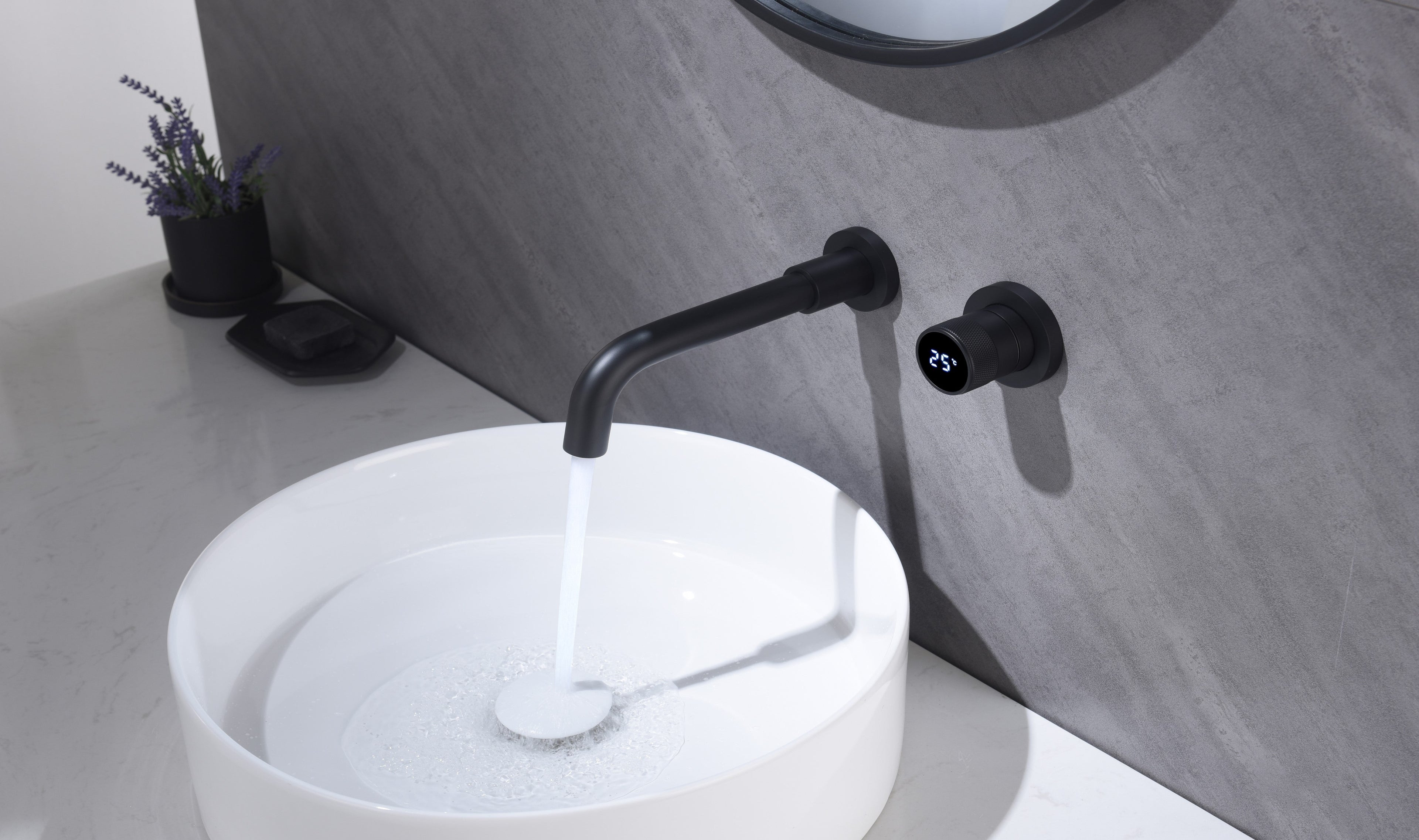 MEERA|SINGLE HANDLE WALL MOUNTED BATHROOM SINK FAUCET