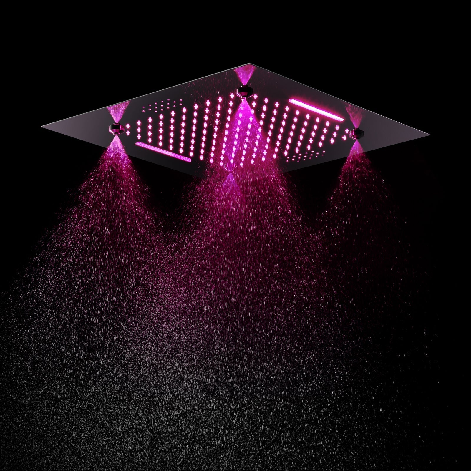 MONACO Chrome | 20" x 20" Complete Luxury LED Music shower set Rainfall , Waterfall, Mist Spray 6x Body Jets