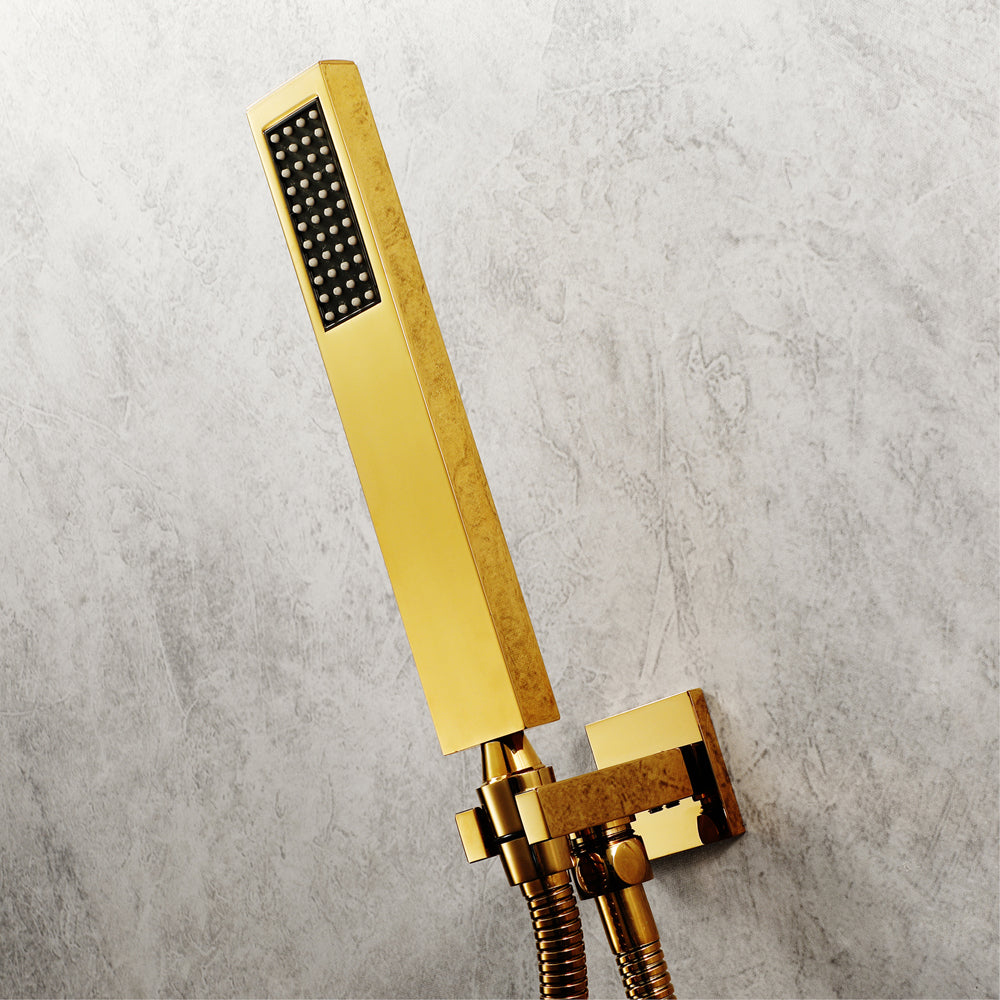 MONACO Gold | 20" x 20" Complete Luxury LED Music shower set Rainfall , Waterfall, Mist Spray 6x Body Jets