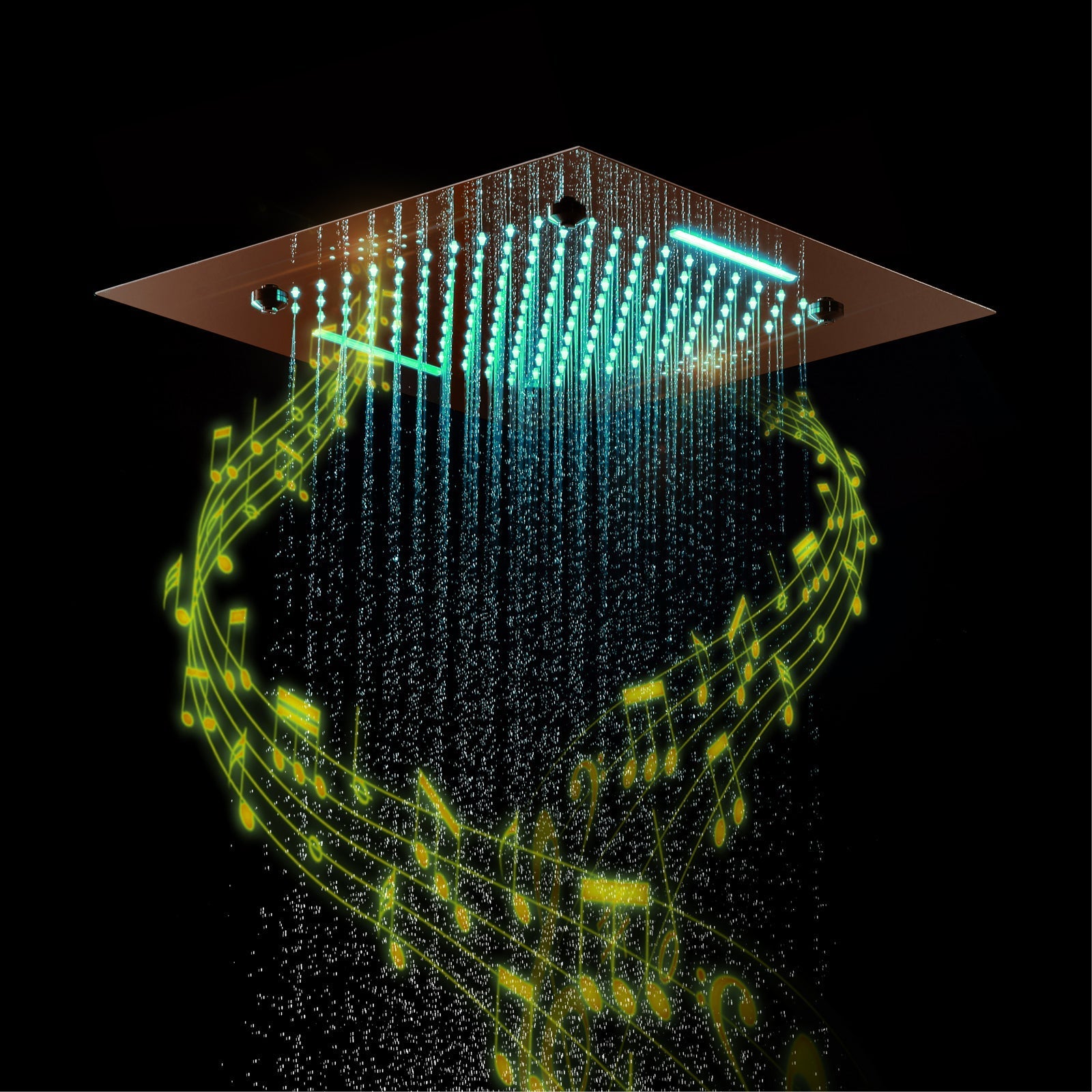 MONACO Rose Gold | 20" Complete Luxury LED Music shower set Rainfall , Waterfall, Mist Spray 6x Body Jets