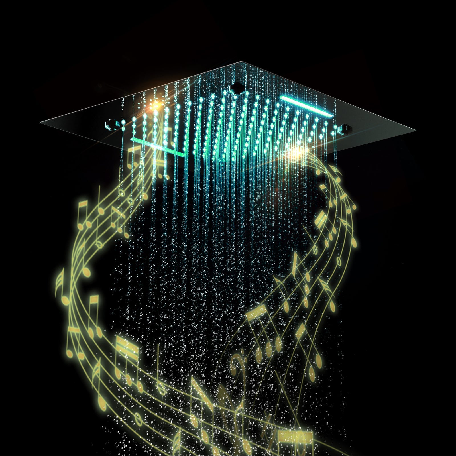 MONACO| 20" x 20" Complete Luxury LED Music shower set Rainfall , Waterfall, Mist Spray 6x Body Jets