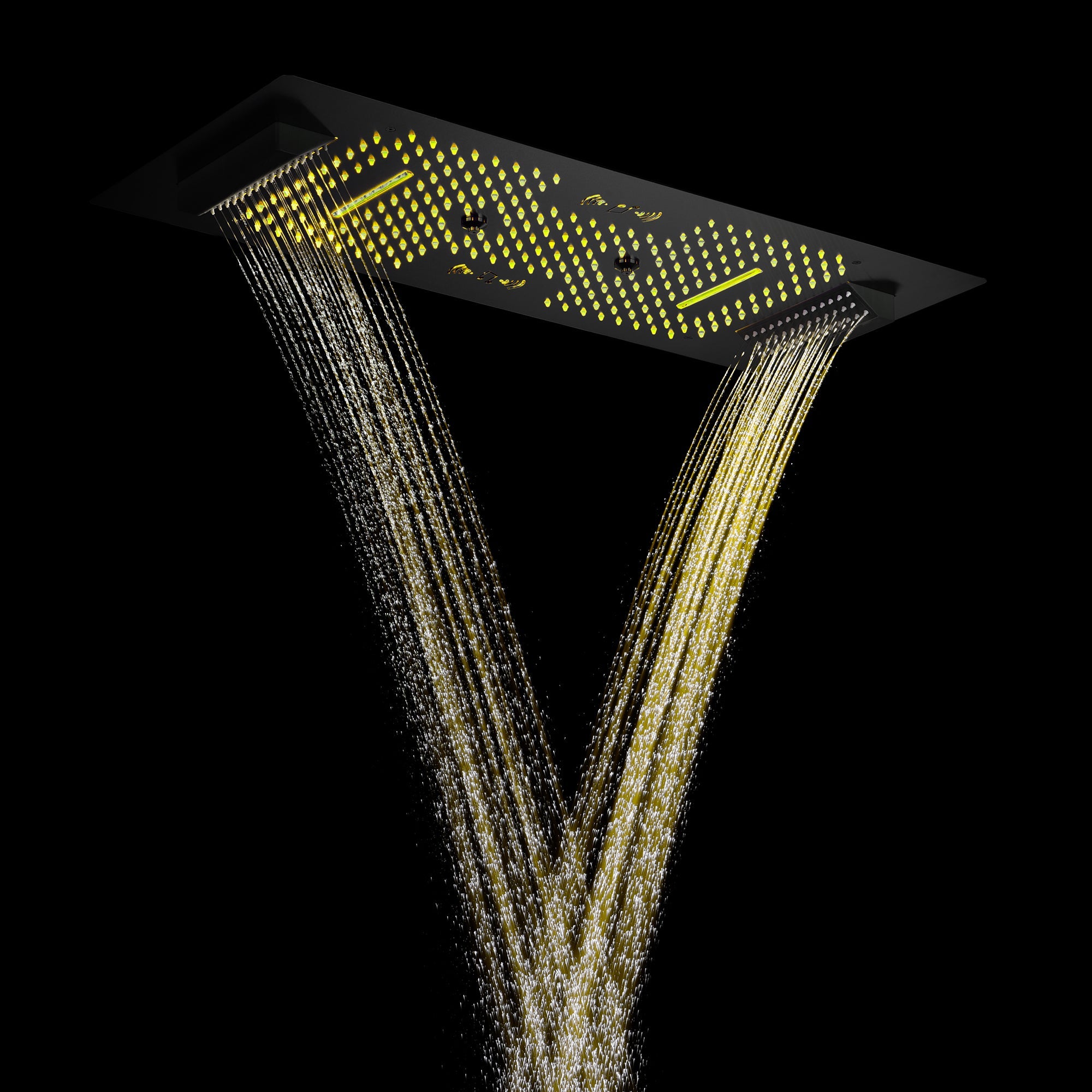 Colorado|36"X 16" In Dual Showerhead 7 Functions Complete Led Music Shower System 6 Body Jets 2x Wall Mounted Rainfall Showerhead