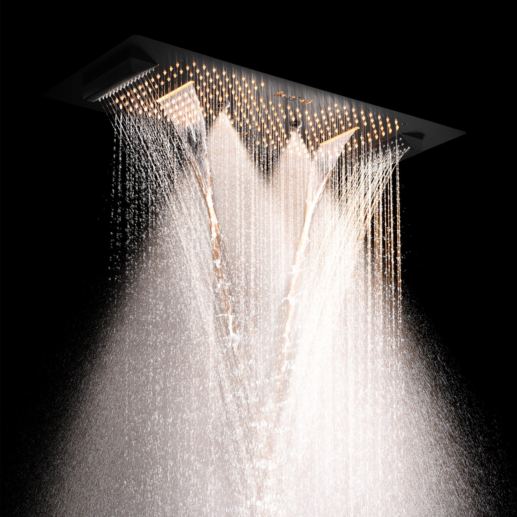 Colorado|36"X 16" In Dual Showerhead 7 Functions Complete Led Music Shower System 6 Body Jets 2x Wall Mounted Rainfall Showerhead